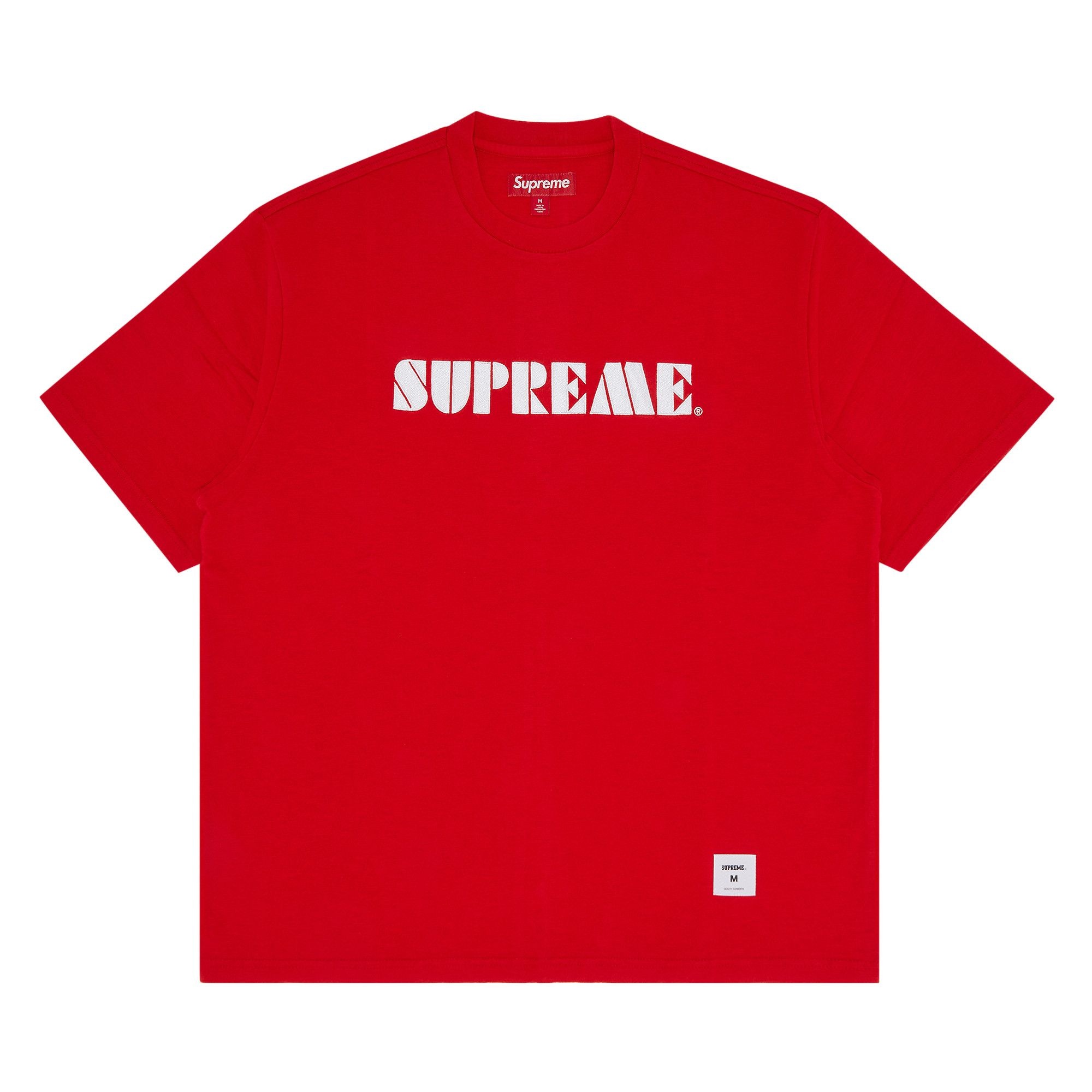 Supreme Stencil Embroidered Short-Sleeve Top 'Red' - 1