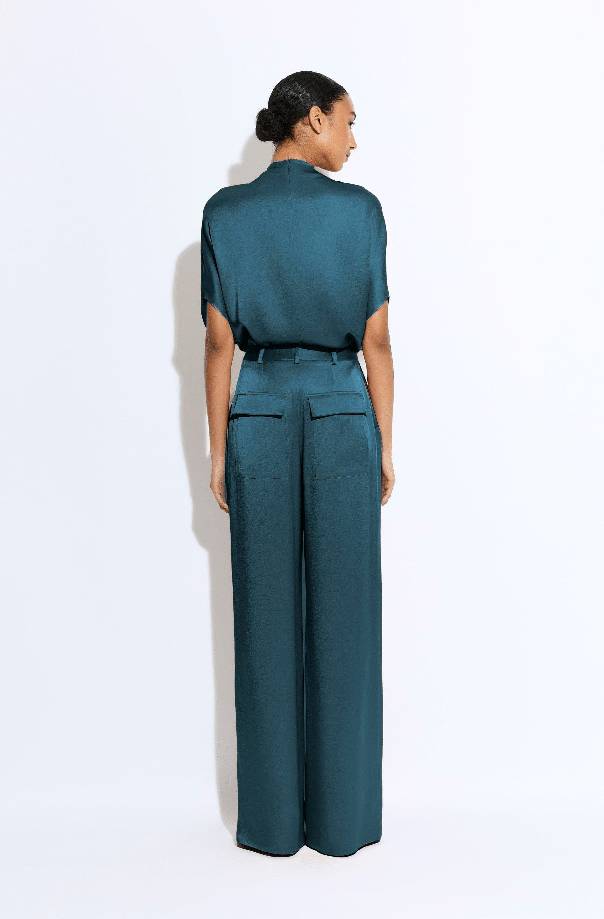 Satin Relaxed Pleated Pant - 3