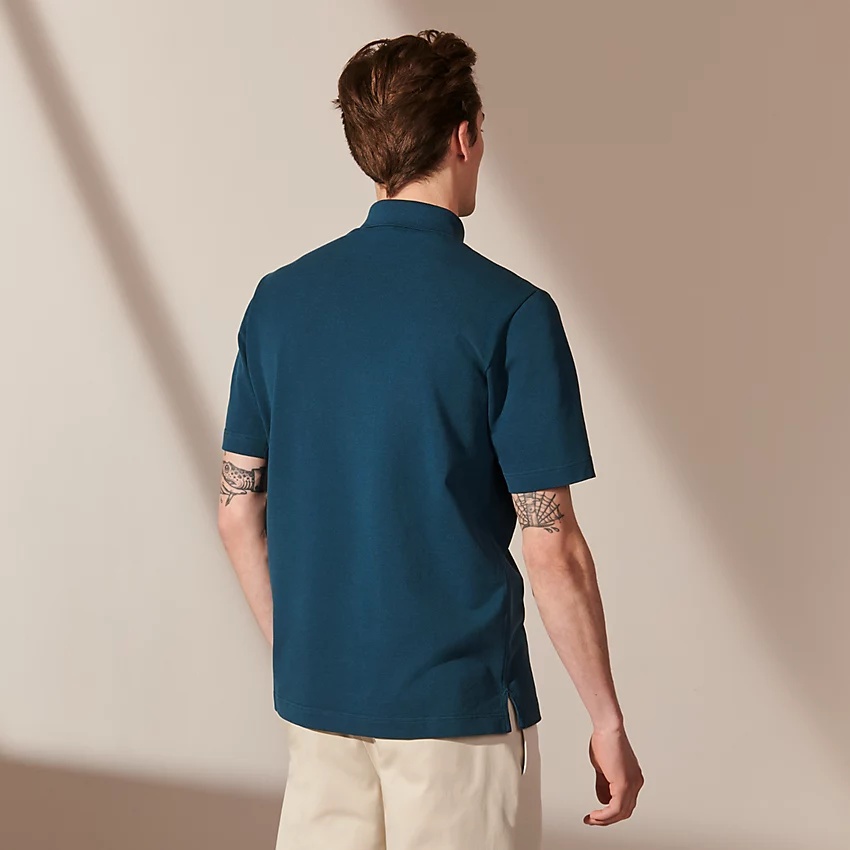 H embroidered buttoned polo shirt - 3