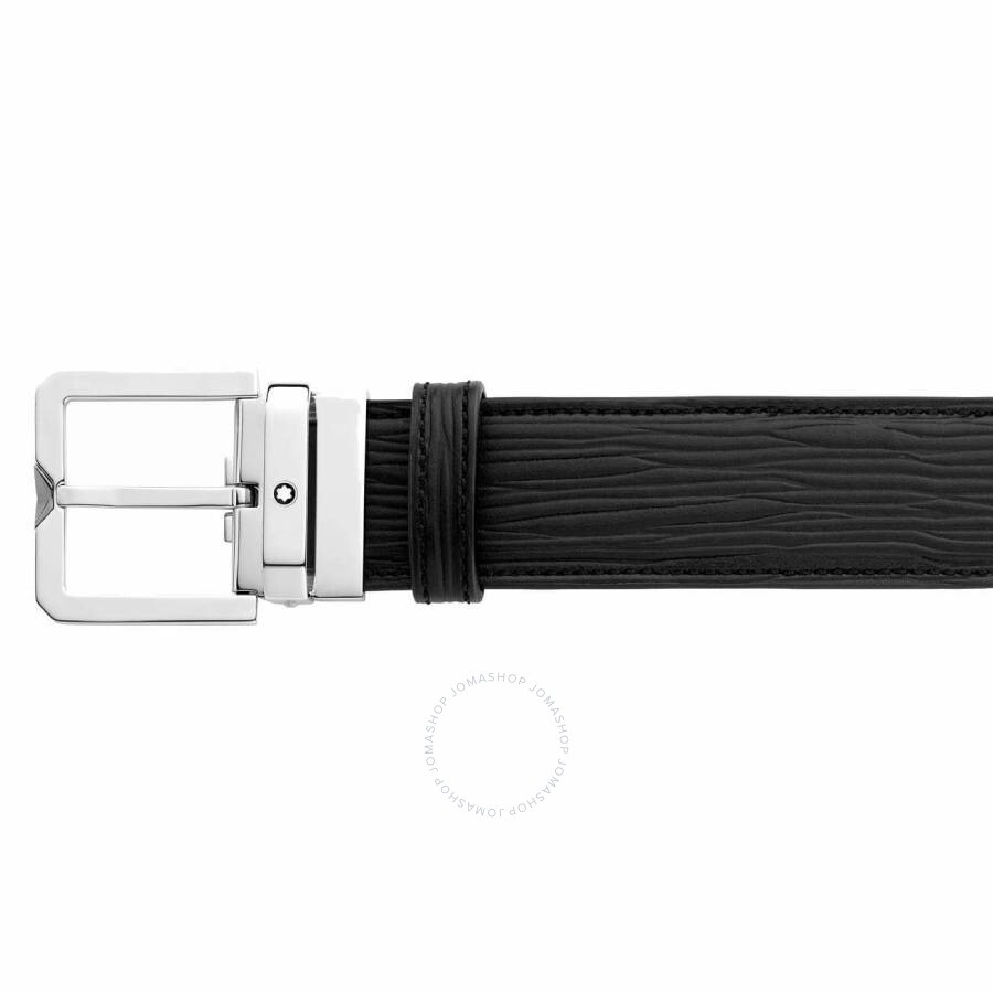 Montblanc Black 35 mm Textured Leather Belt - 2
