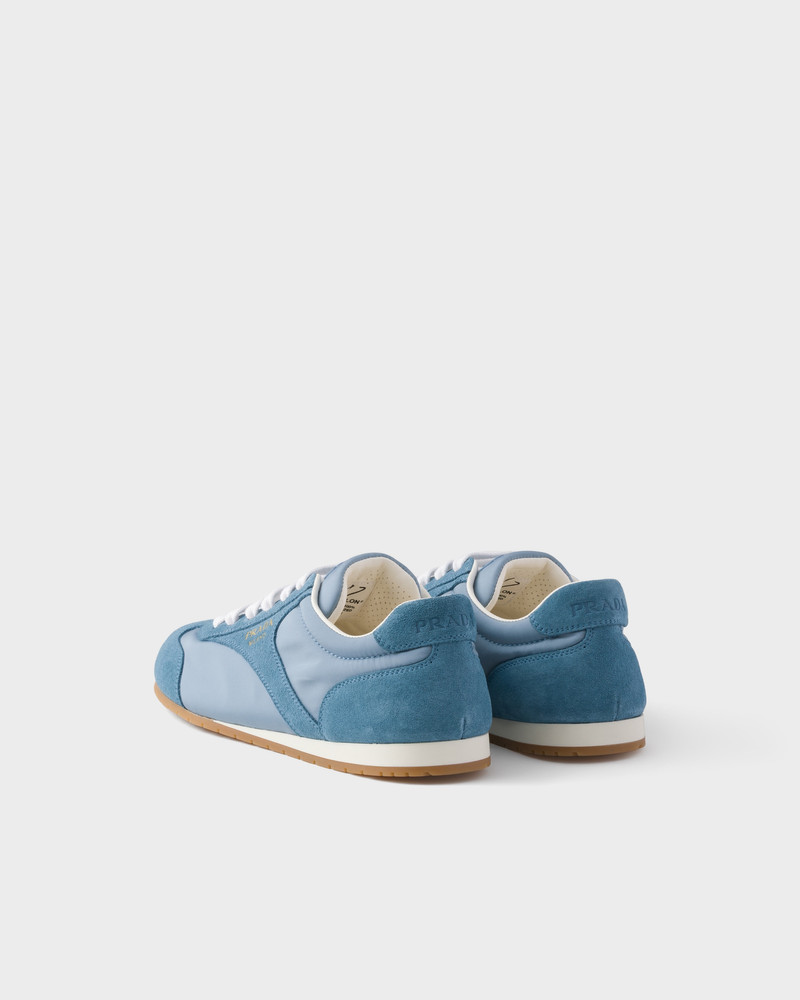 Re-Nylon and suede laced sneakers 4