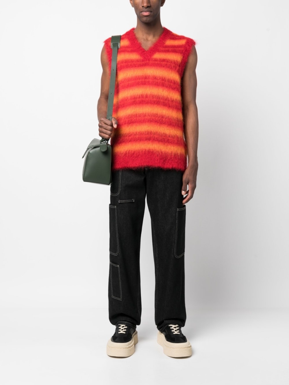 brushed-mohair striped vest - 2
