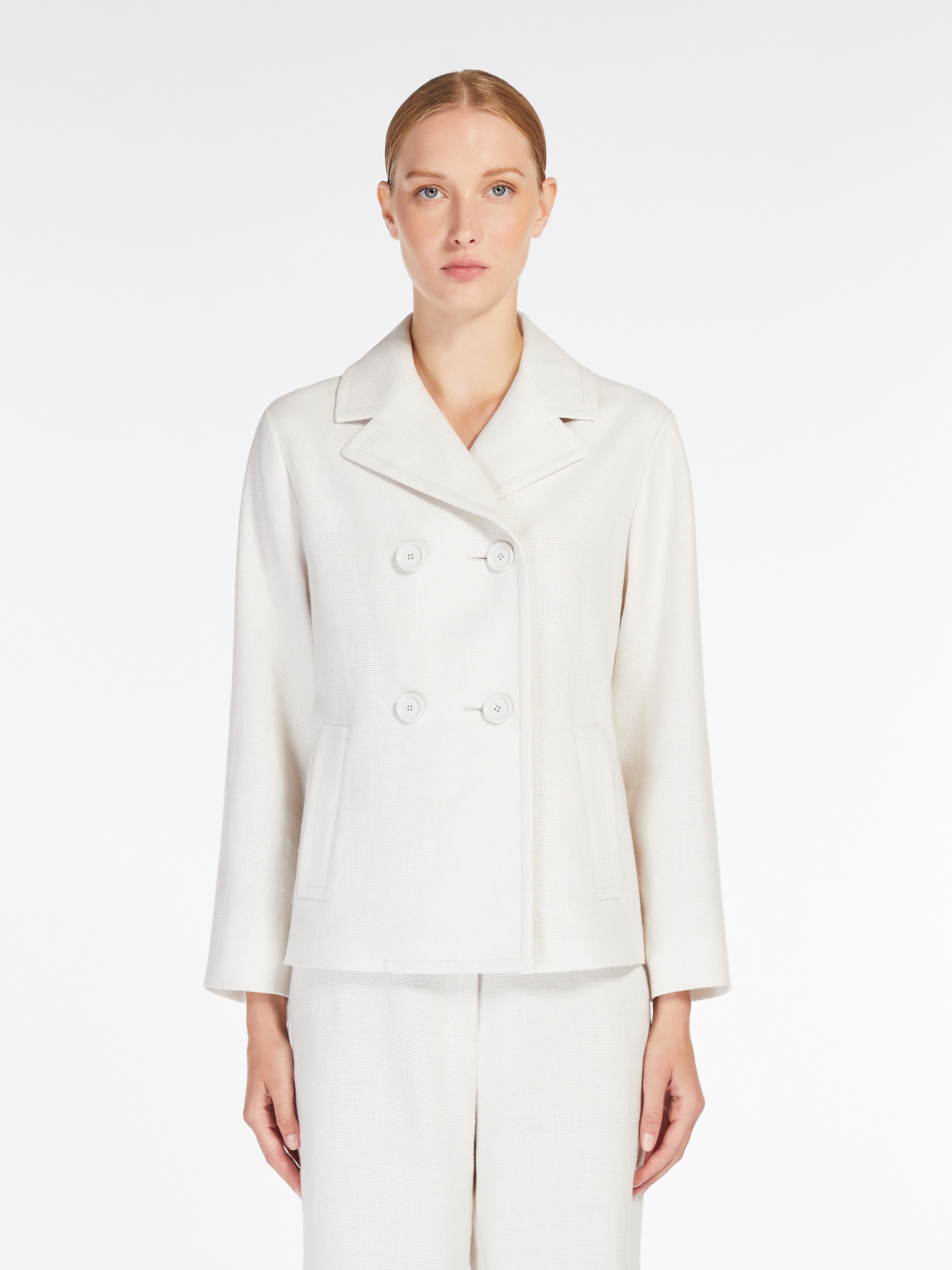 KASIA Double-breasted cotton and linen jacket - 3