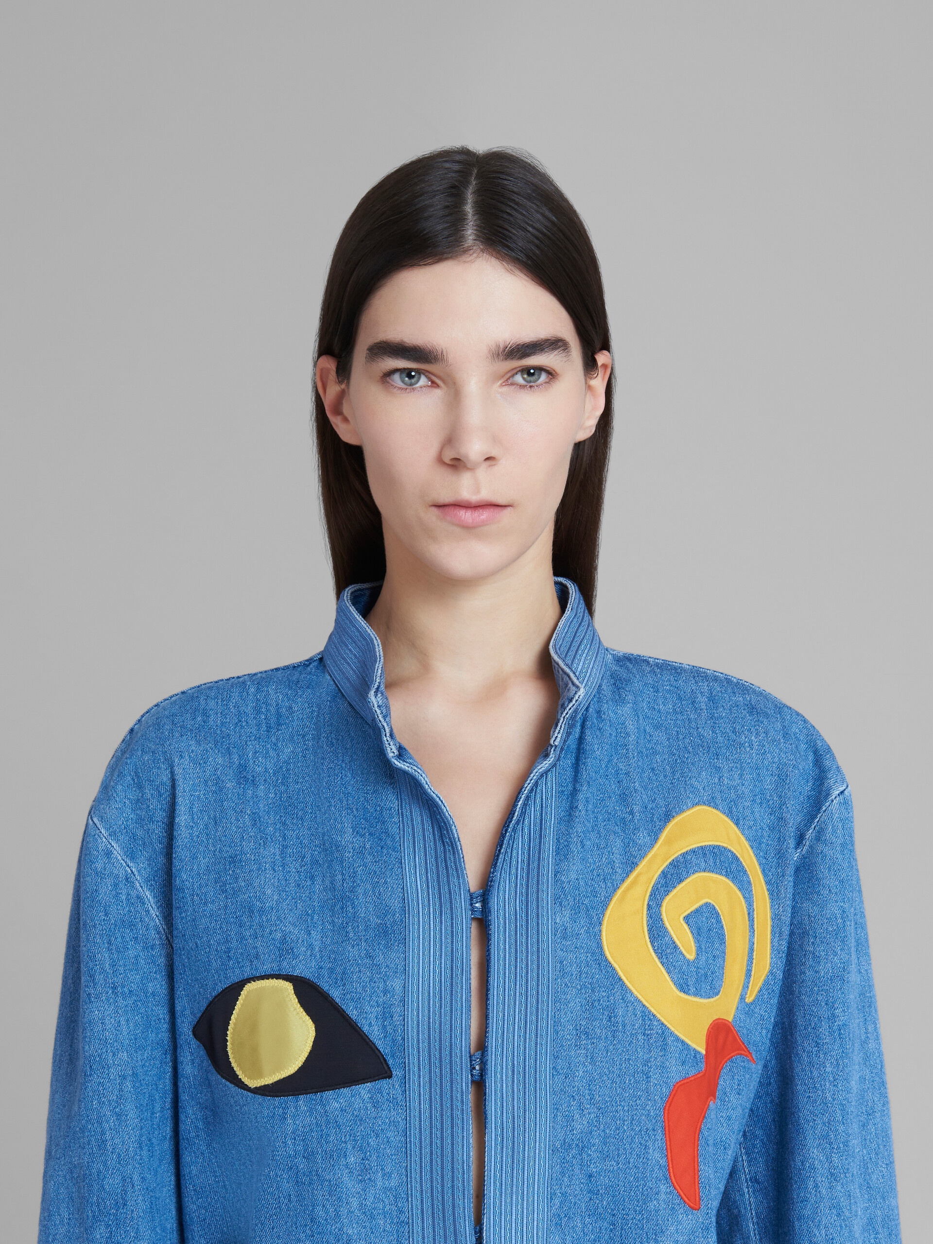 MARNI X NO VACANCY INN - BLUE CHAMBRAY JUMPSUIT WITH EMBROIDERY - 4