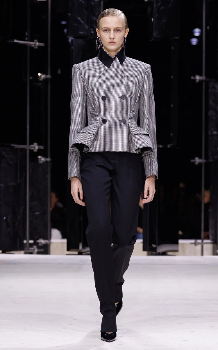 Peplum Wool-Blend Jacket black/white - 1