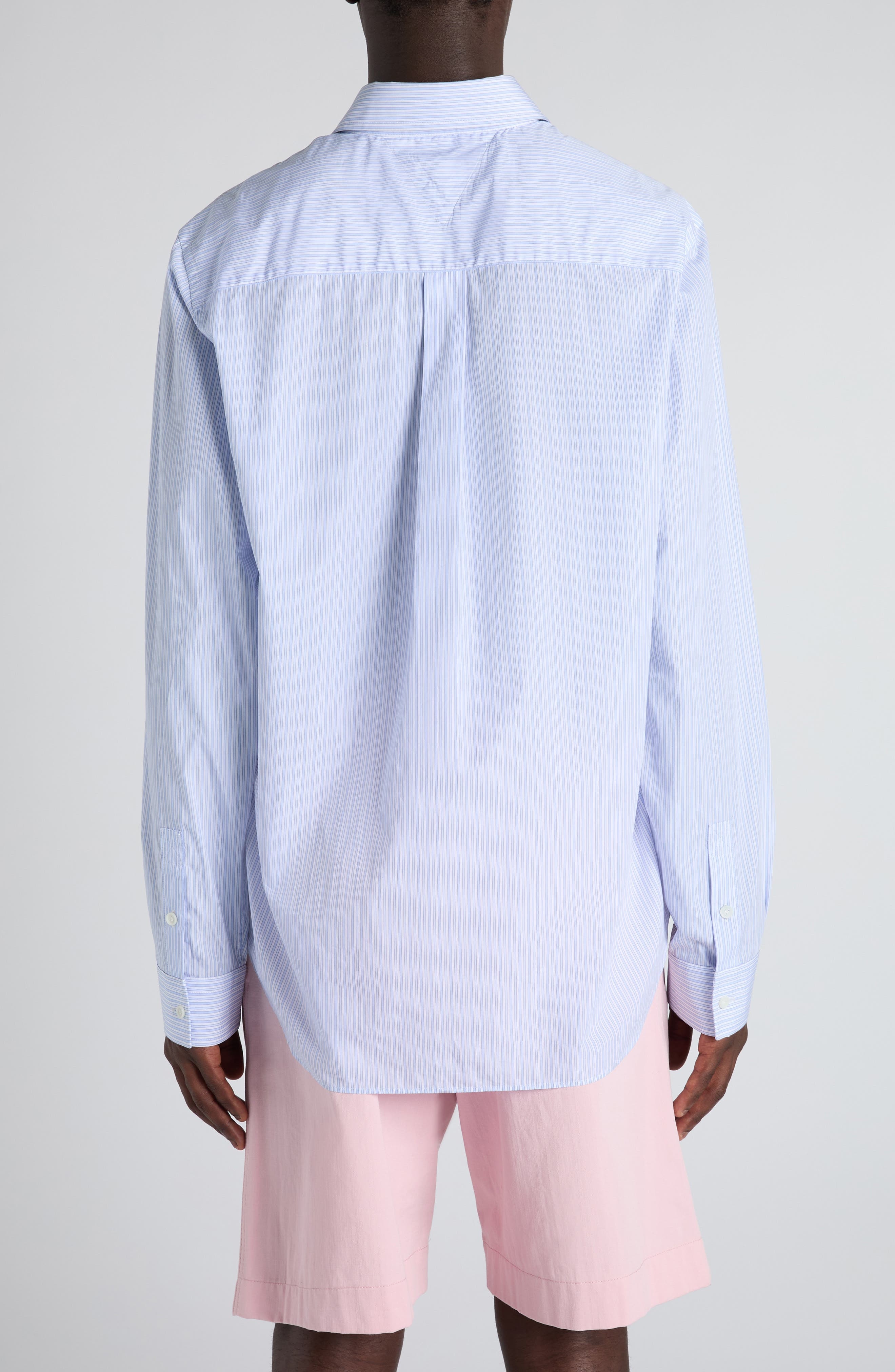 Bottega Veneta Stripe Cotton Poplin Button-Up Shirt in 9006 White/Blue at Nordstrom - 3