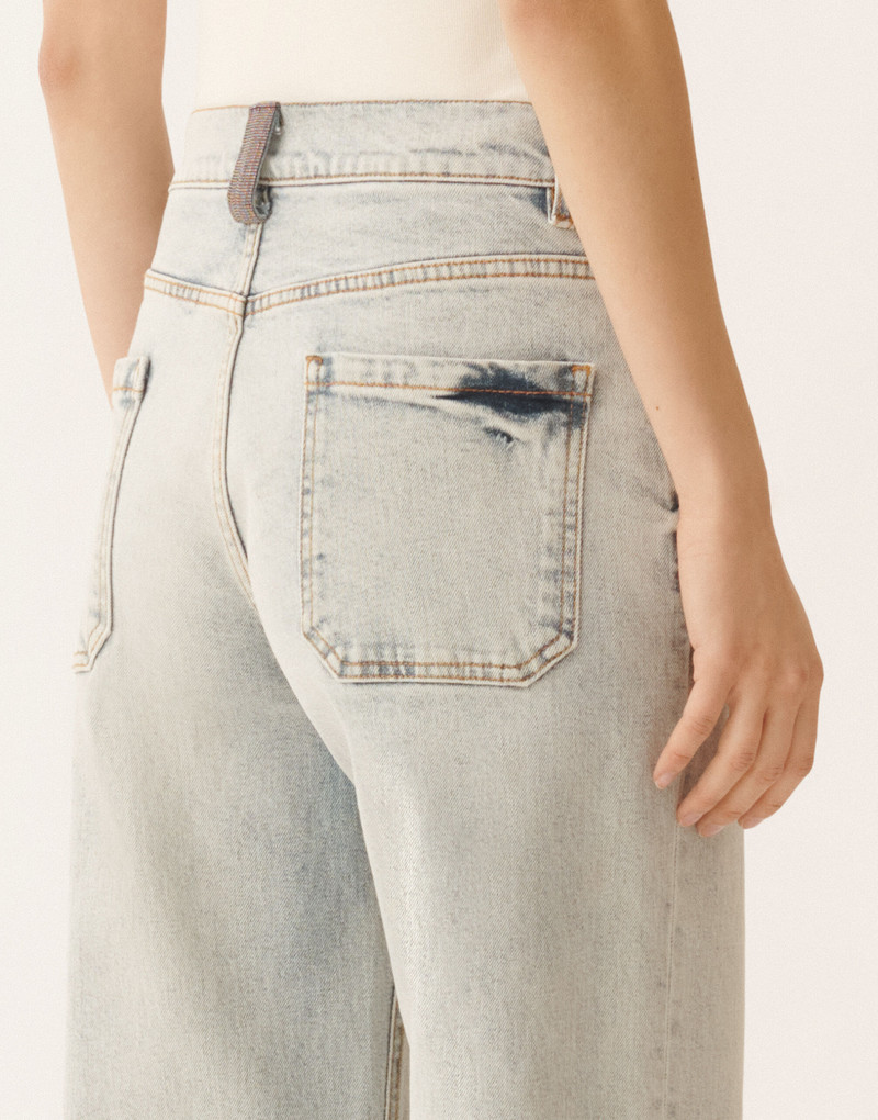 Water-marbled denim pants 5