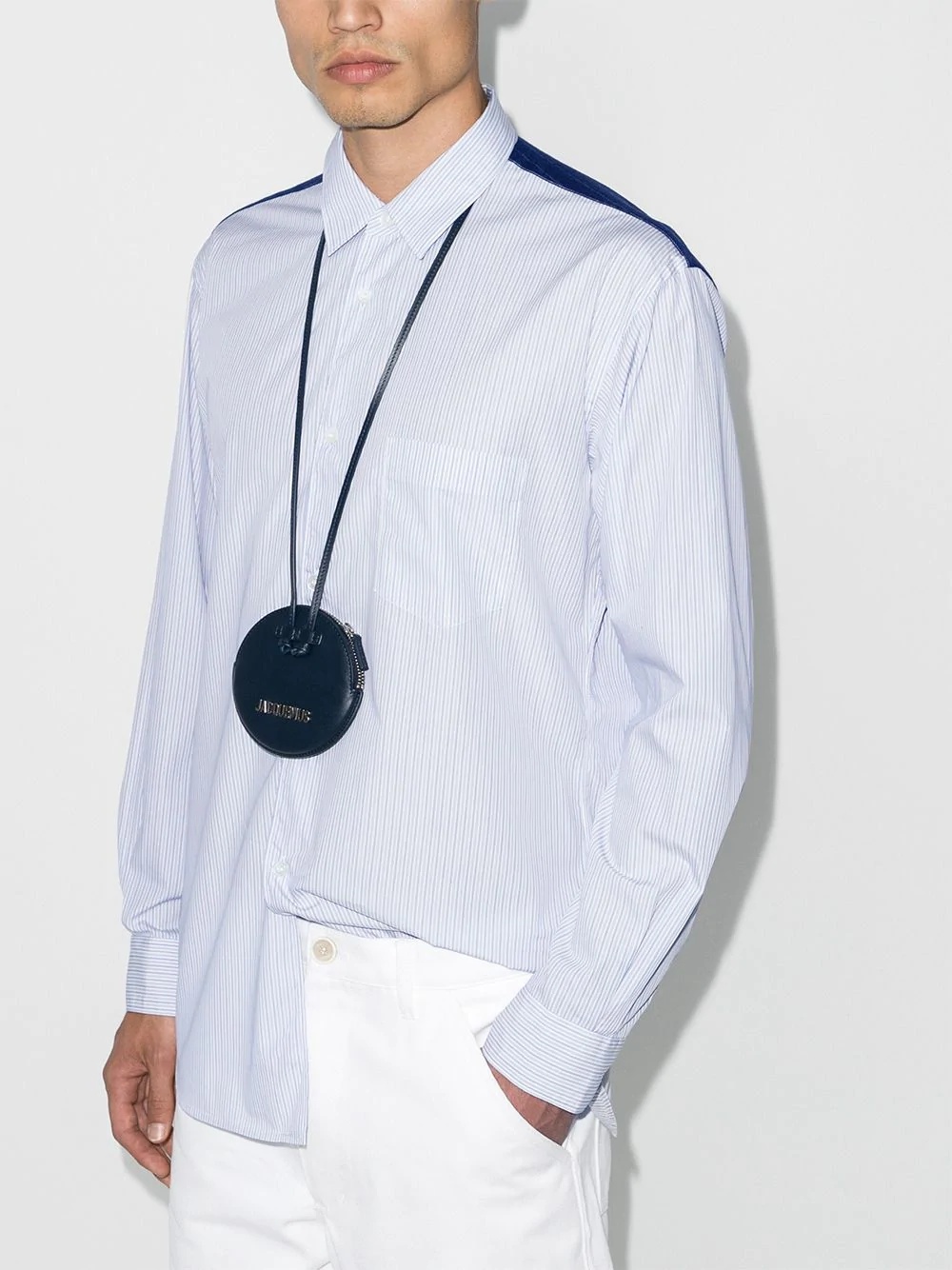 panelled pinstripe shirt - 2