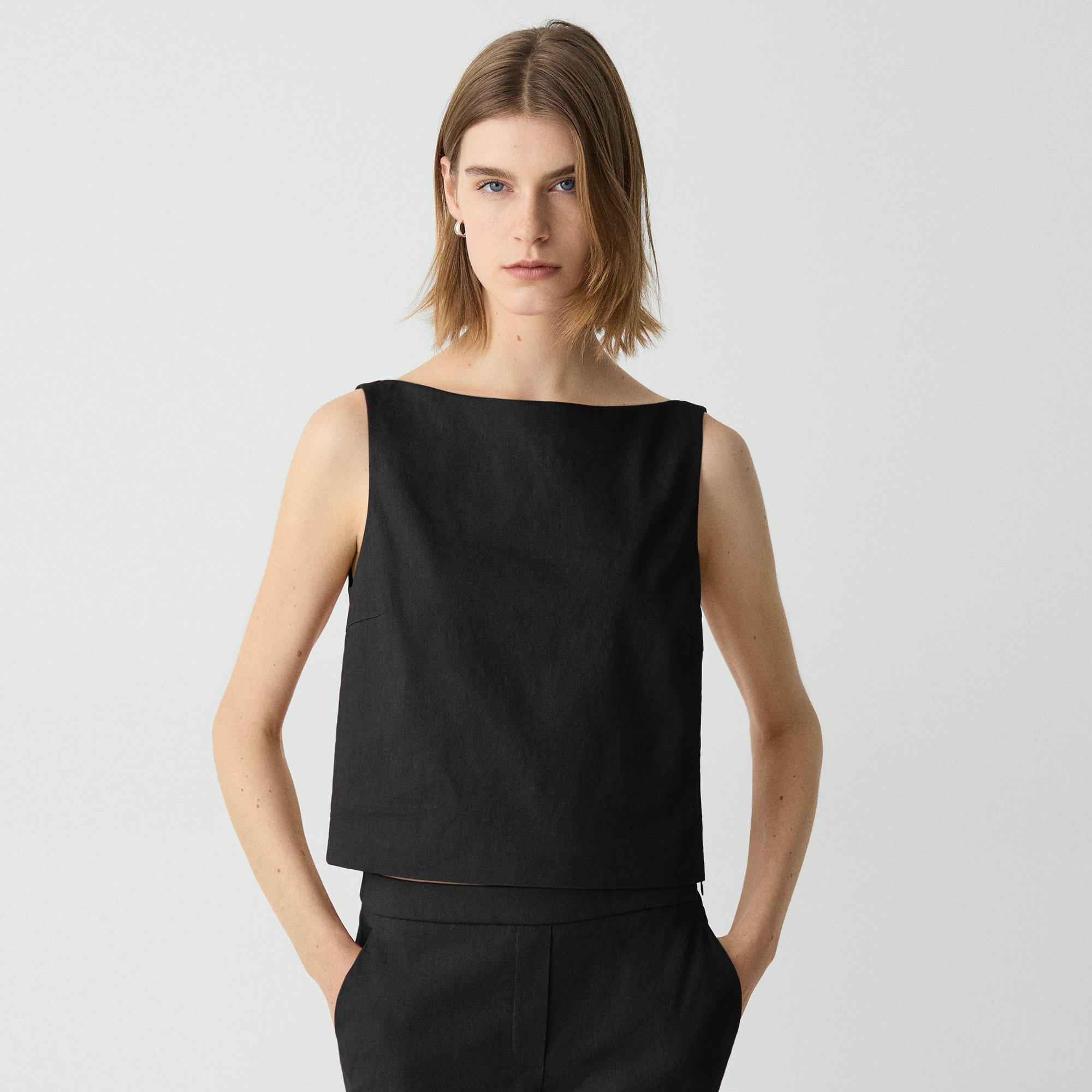 Sleeveless Boatneck Top in Good Linen - 3