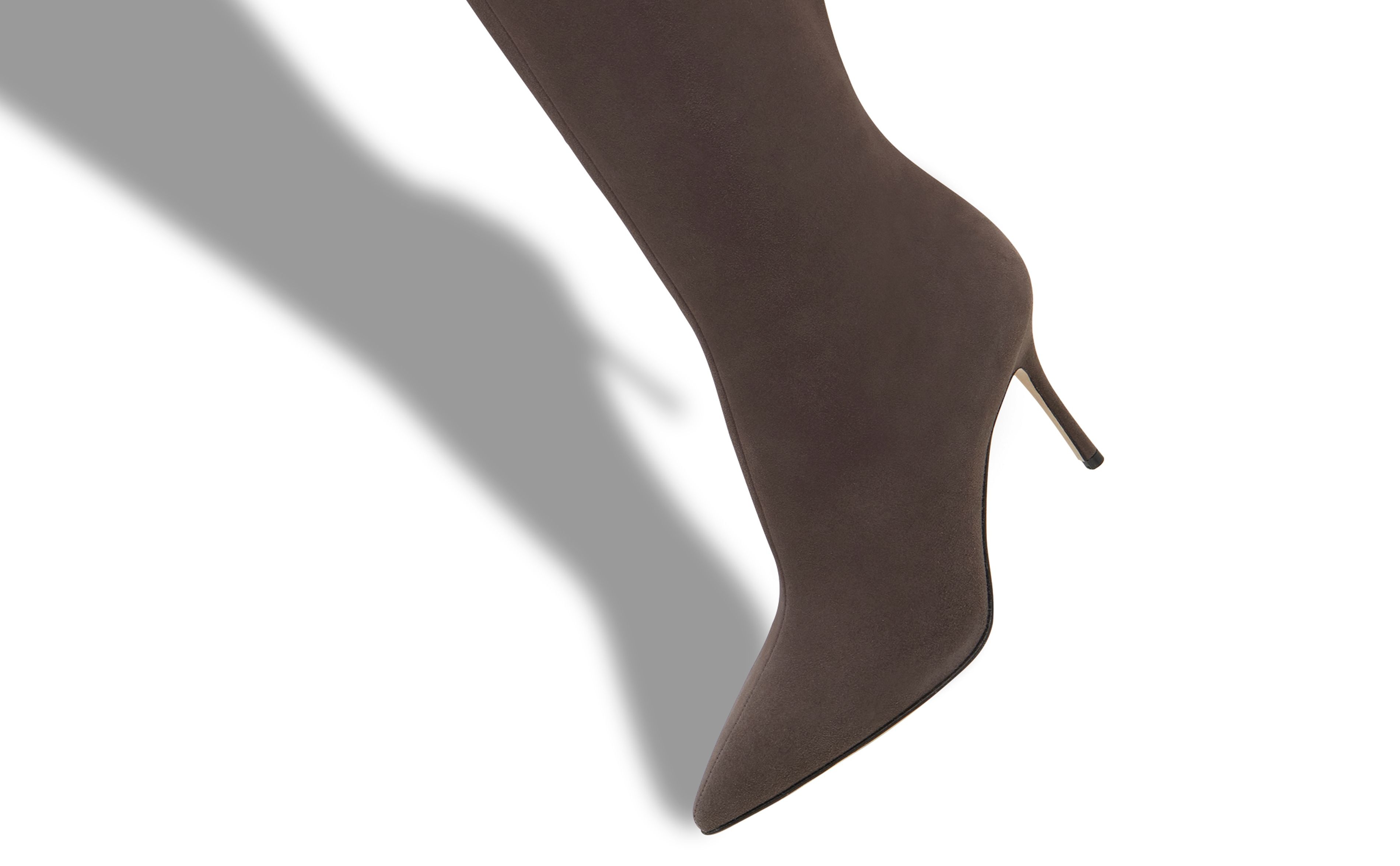 Brown Suede Knee High Boots - 4