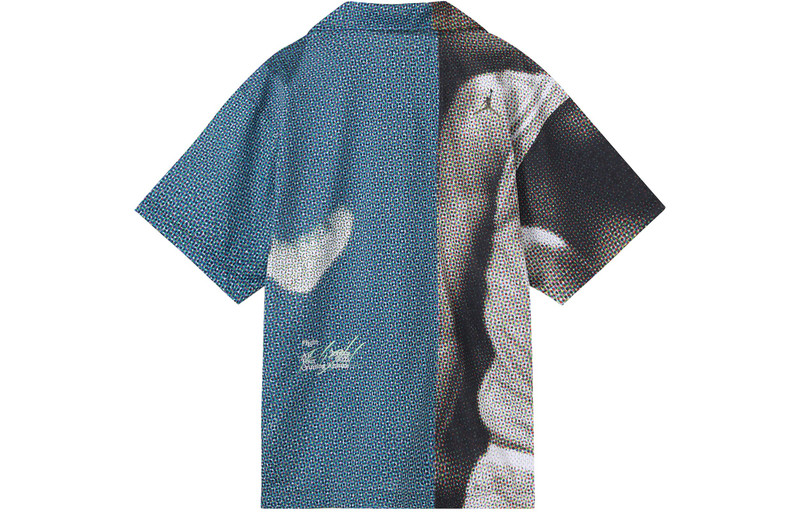 Jordan Air Jordan Printing Colorblock Wide Version Embroidered lapel Short Sleeve Shirt Black DM1397-010 outlook