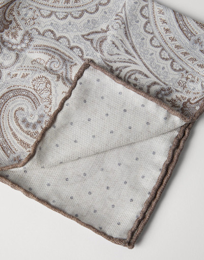 Brunello Cucinelli Double face silk pocket square with paisley design outlook