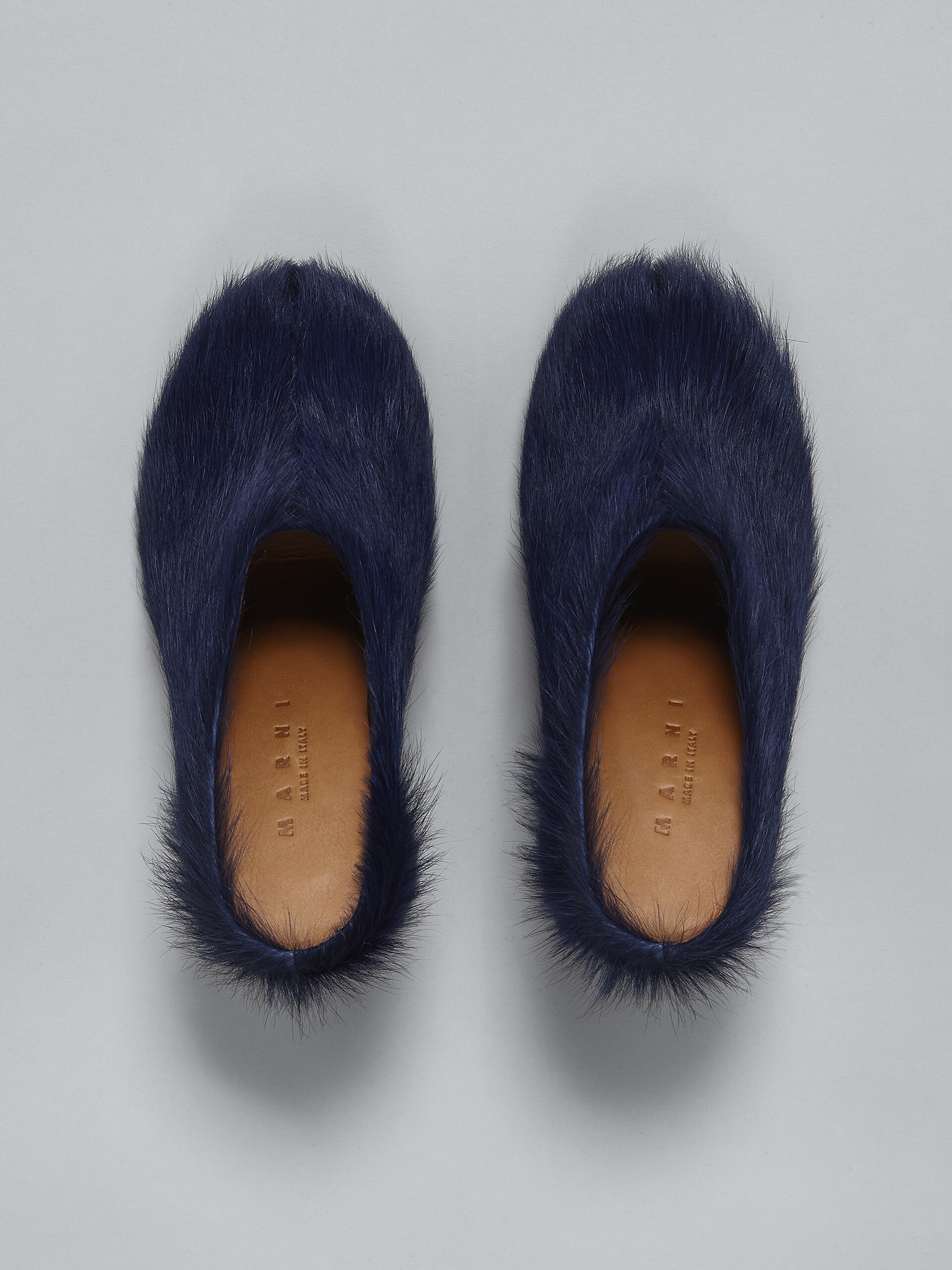 BLUE LONG HAIR CALFSKIN FUSSBETT CLOG - 4