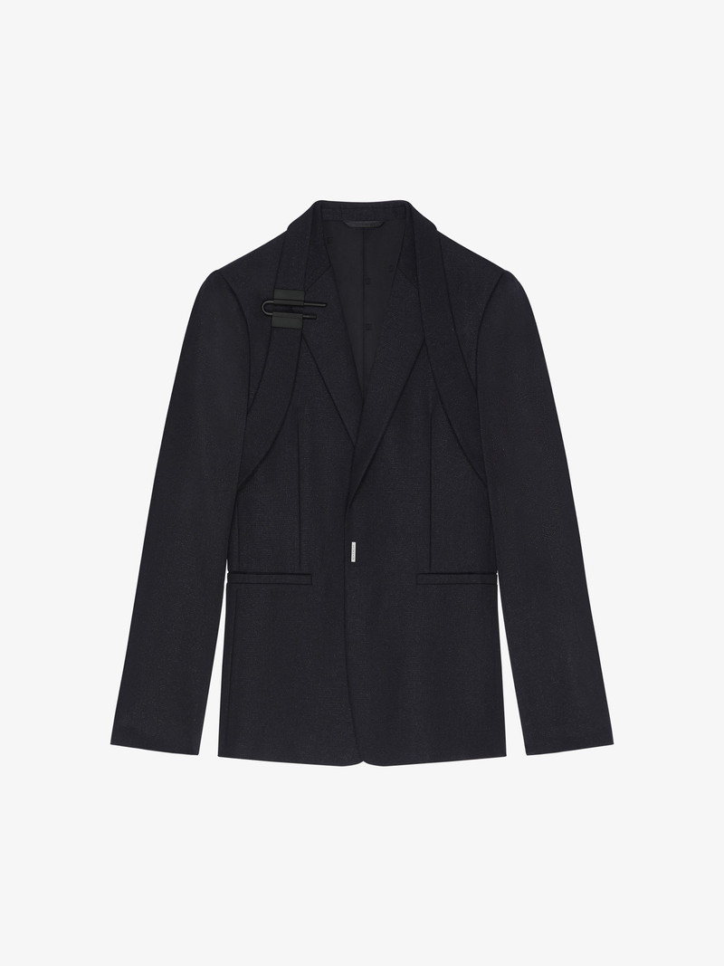 SLIM FIT JACKET IN WOOL AND LUREX WITH U-LOCK HARNESS 1