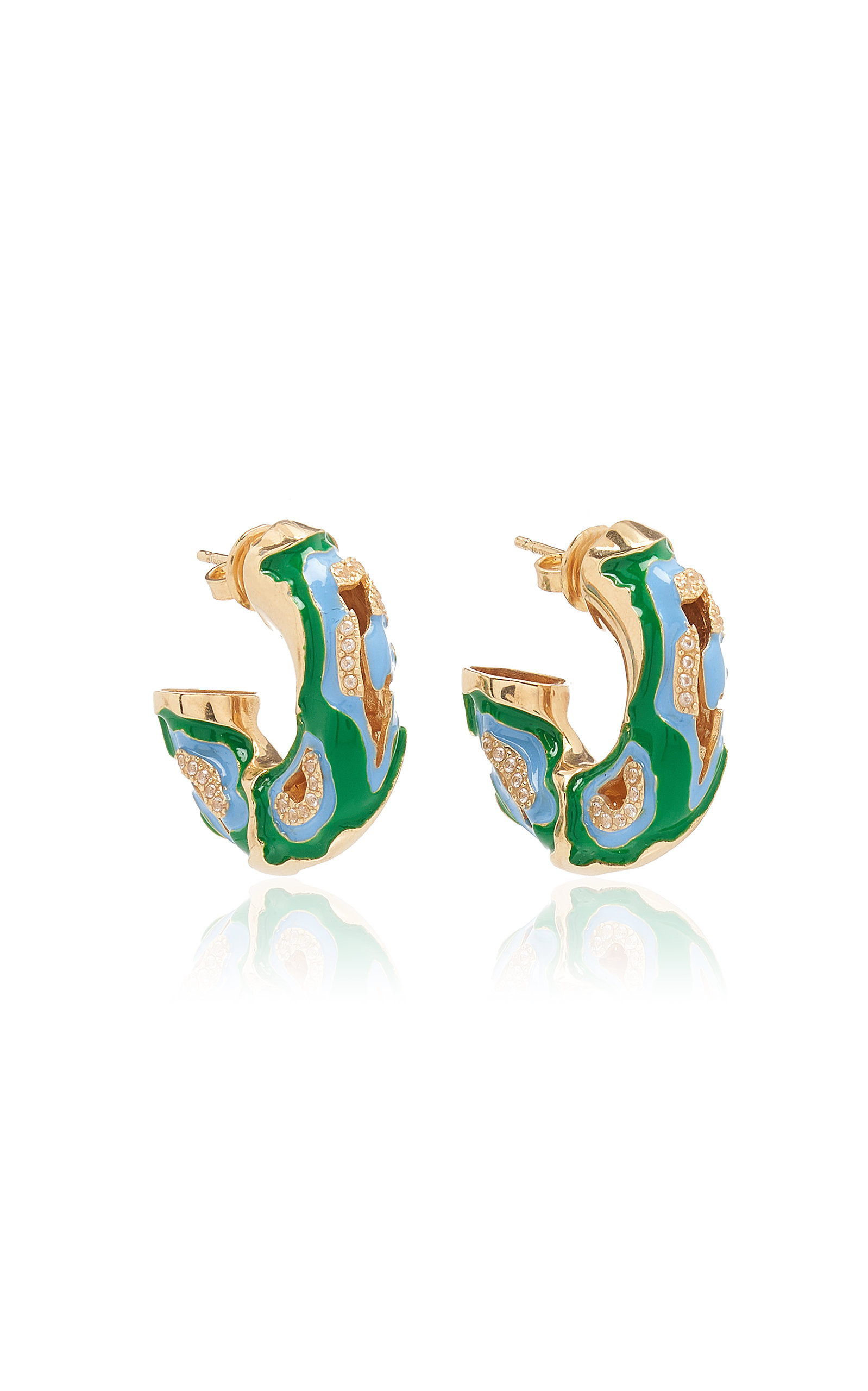 Cubic Zirconia Gold Vermeil Hoop Earrings gold - 3