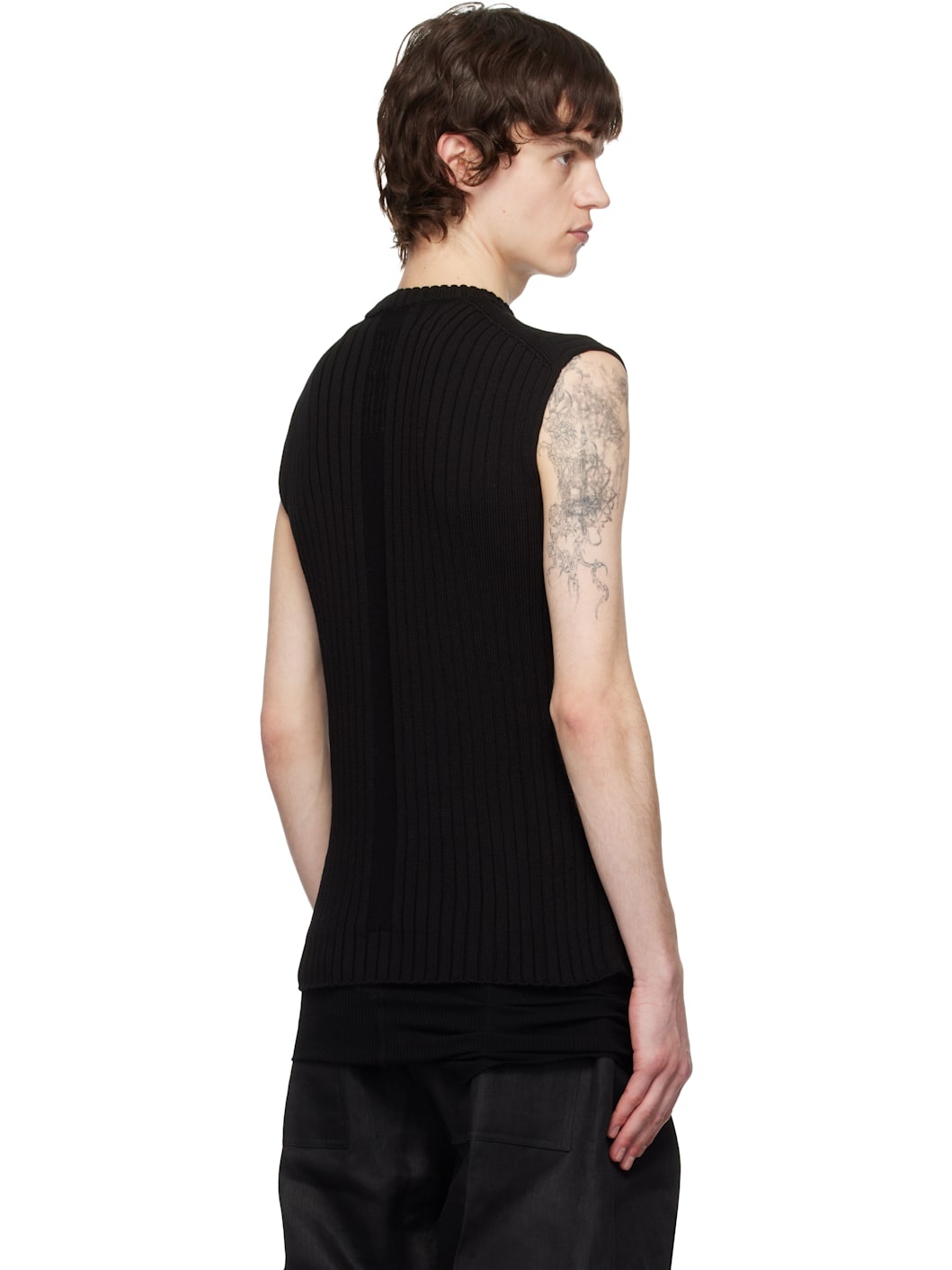 Black Hollywood Cotton Knit Vest - 3