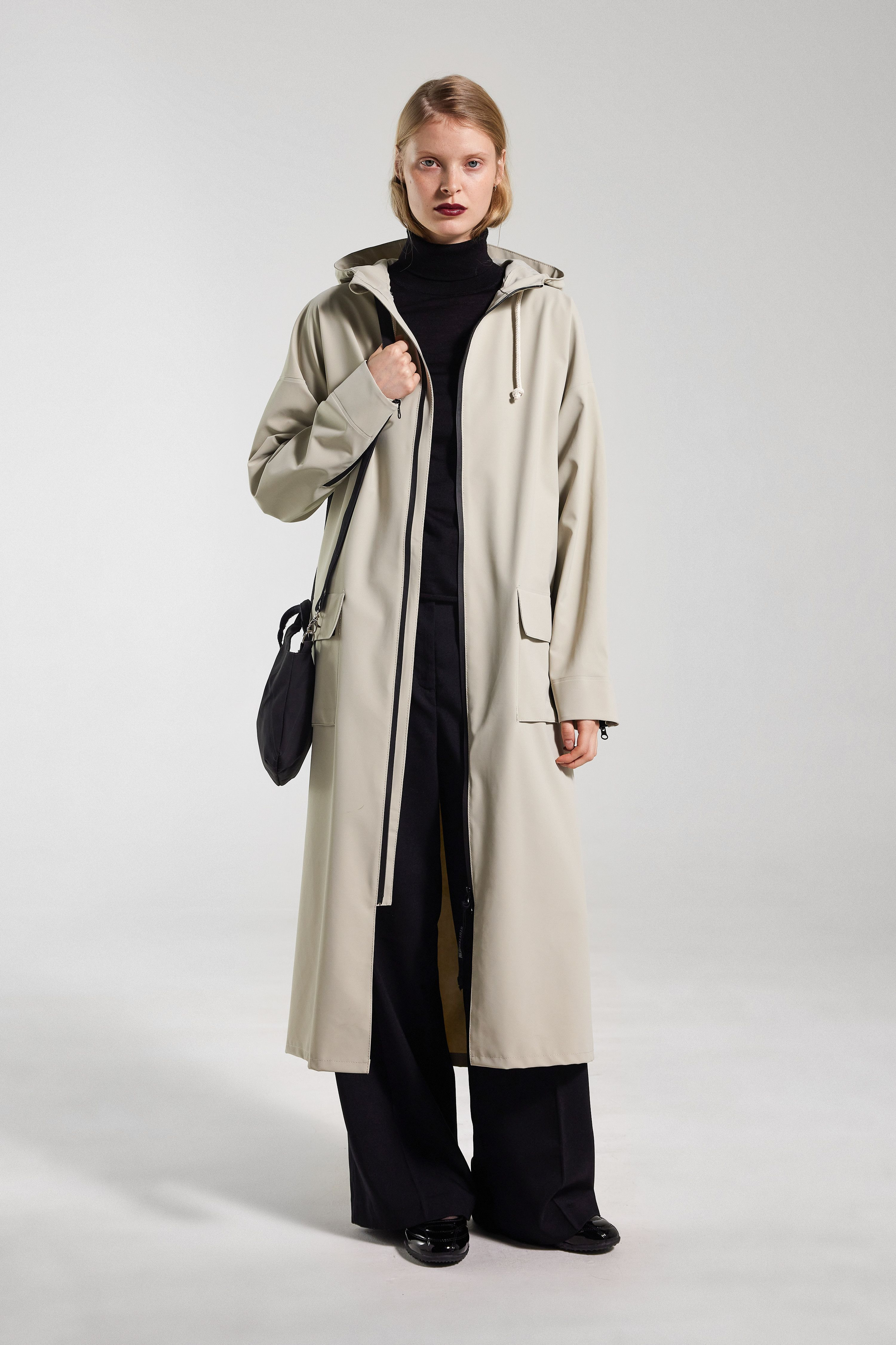 Sandviken Long Zip Matte Raincoat Pelican - 1