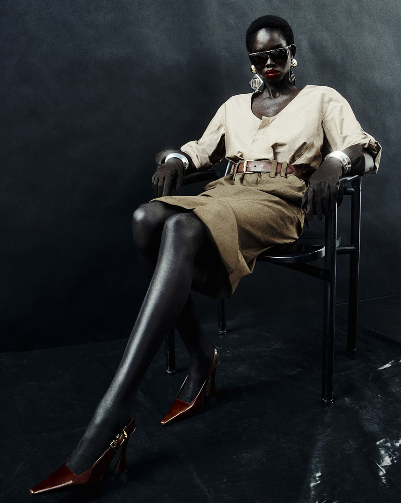 SAINT LAURENT henley blouse in cotton twill outlook