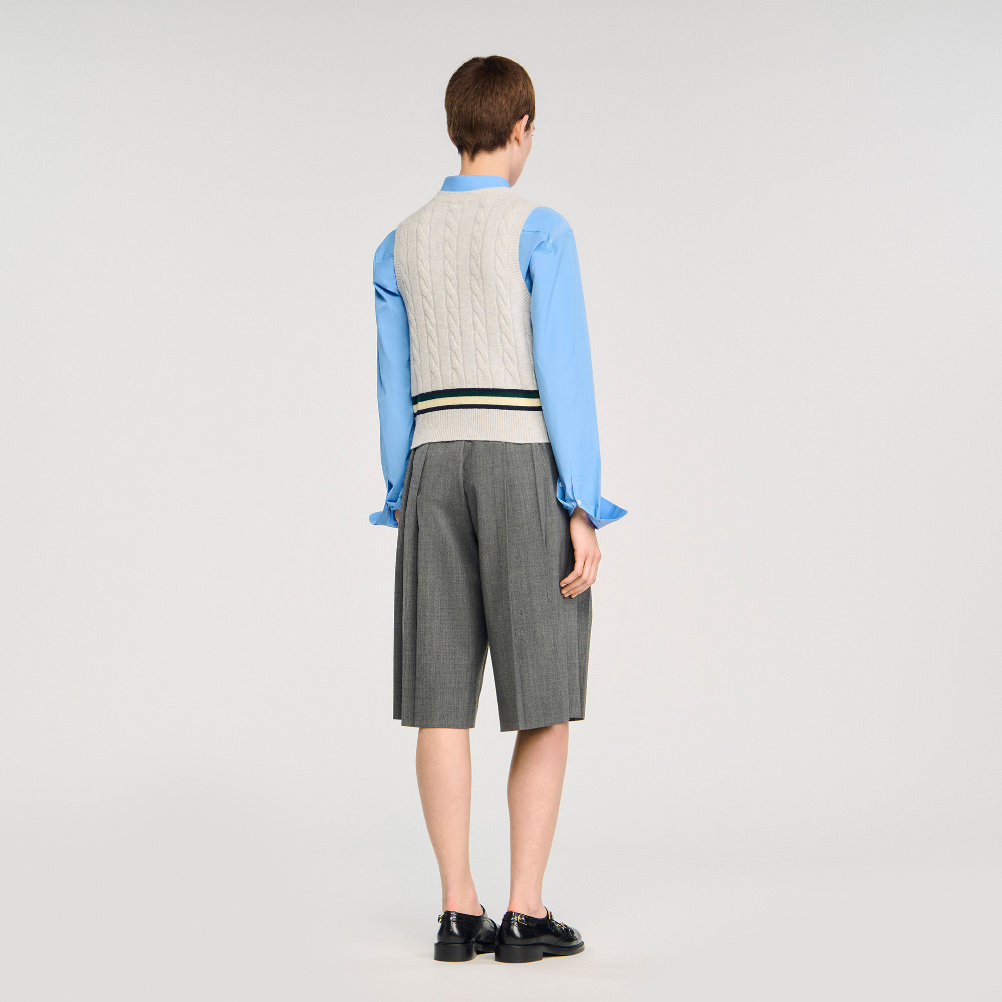 SLEEVELESS SHORT SWEATER - 5