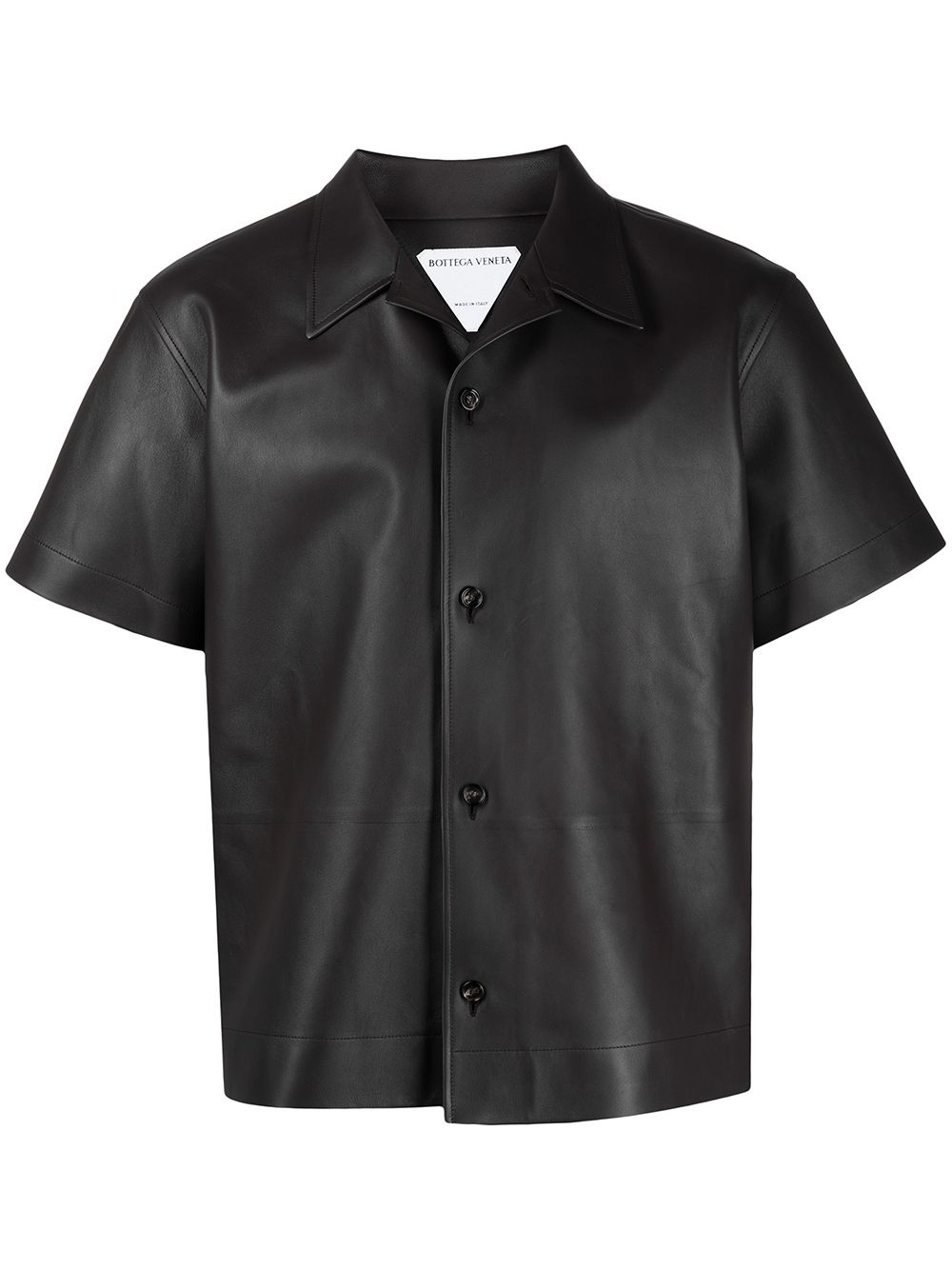 short-sleeve leather shirt - 1