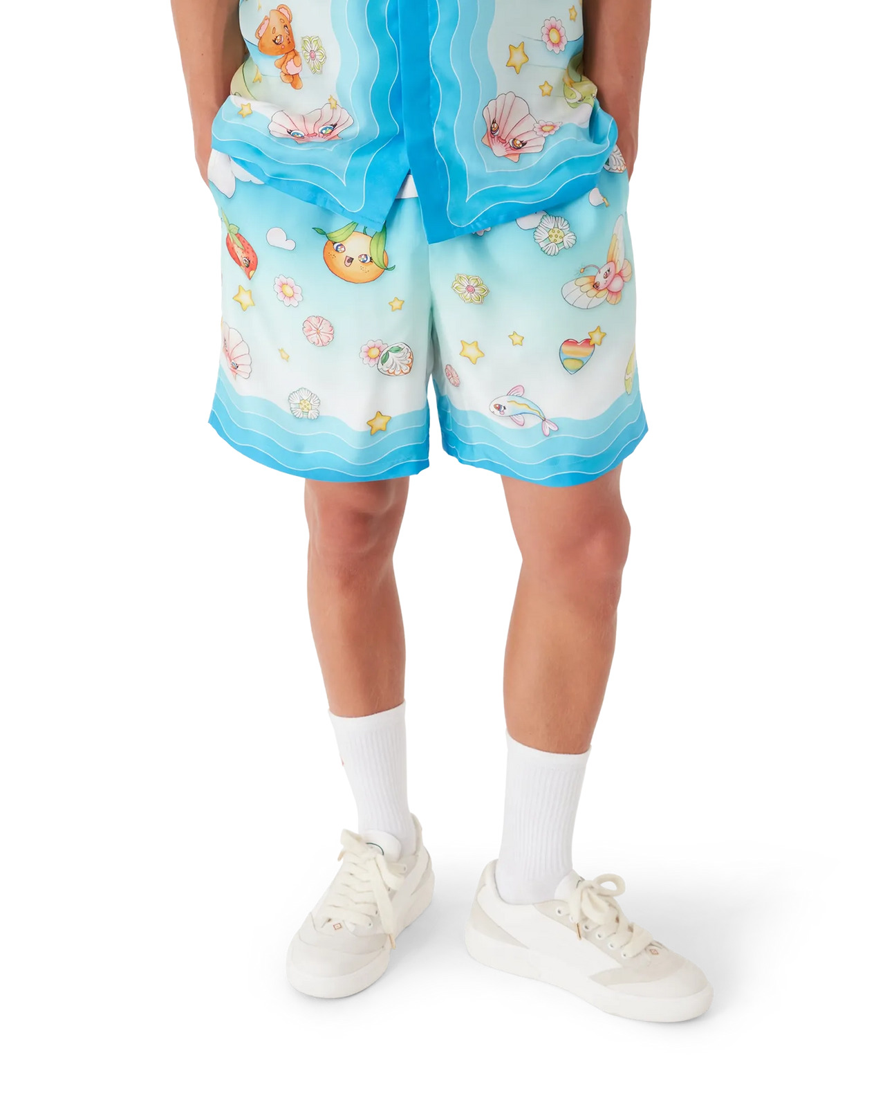 Kawaii Motif Silk Twill Shorts | Casablanca Paris - 4