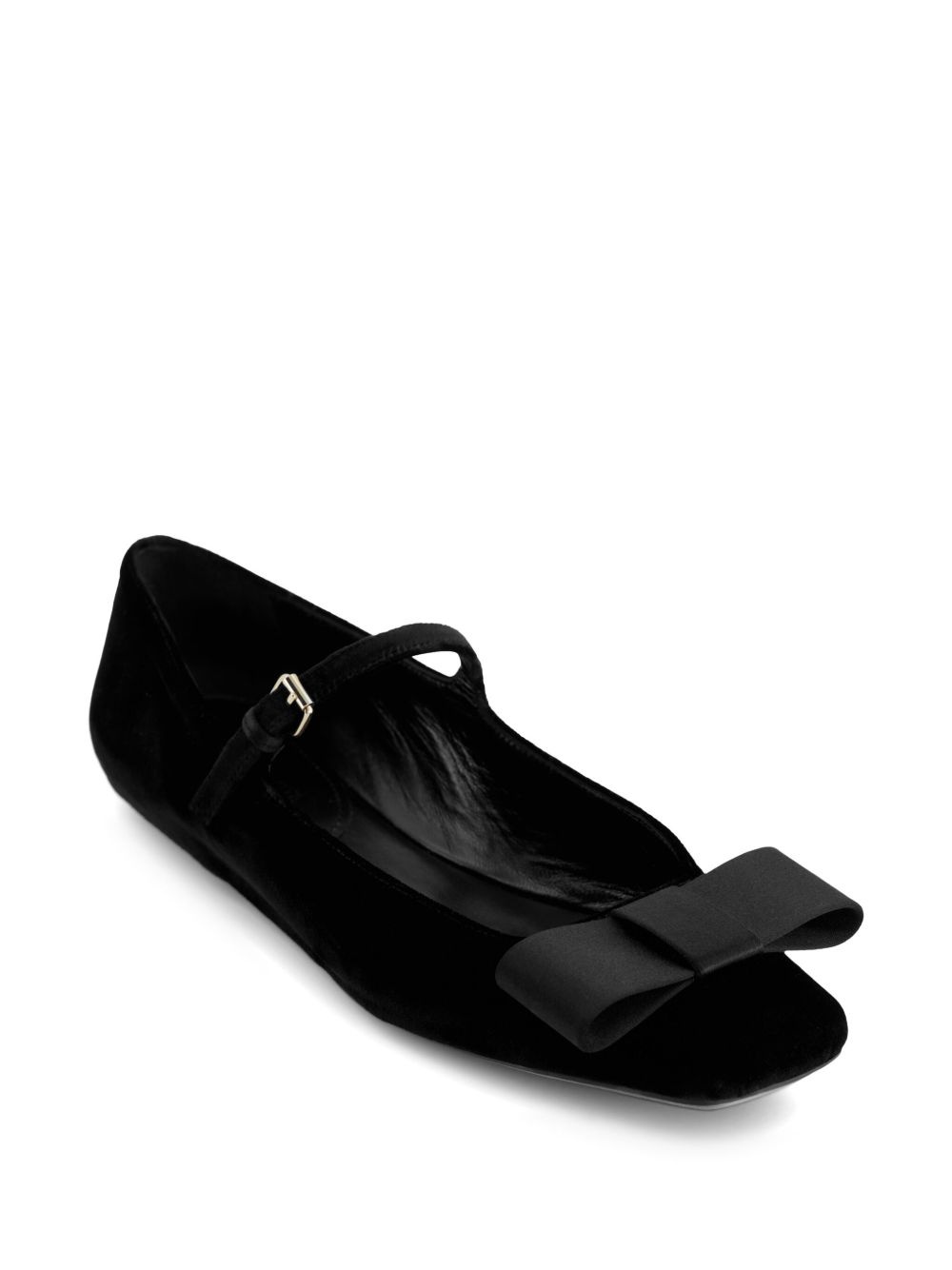 bow-embellished velvet ballerina shoes - 2