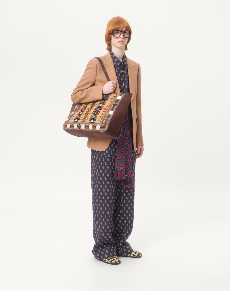 Valentino LIGHTWEIGHT CUFFED LINEN PANTS WITH VOYAGE IMAGINAIRE PRINT outlook