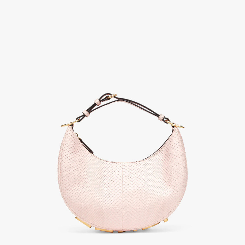 Small hobo bag made of exquisite pale pink python leather, with vintage gold metal FENDI lettering v 1