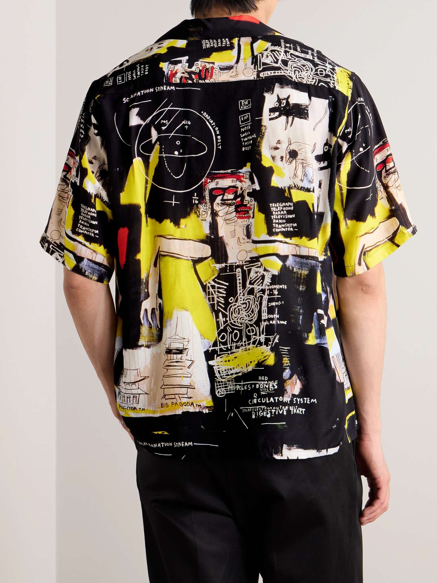 + Jean-Michel Basquiat Convertible-Collar Printed Satin Shirt - 3