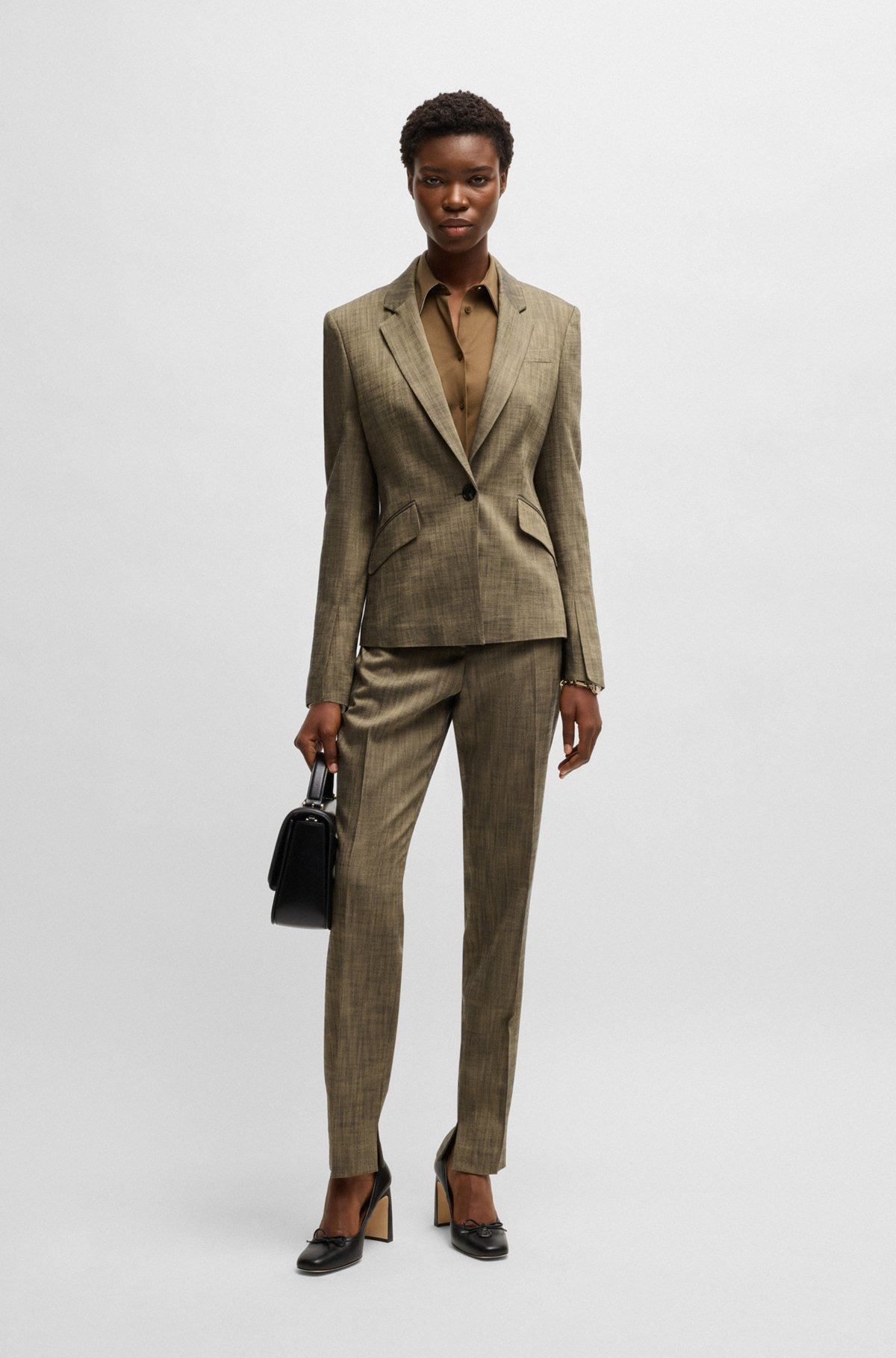 SLIM-FIT BLAZER IN MELANGE SHARKSKIN FABRIC - 3
