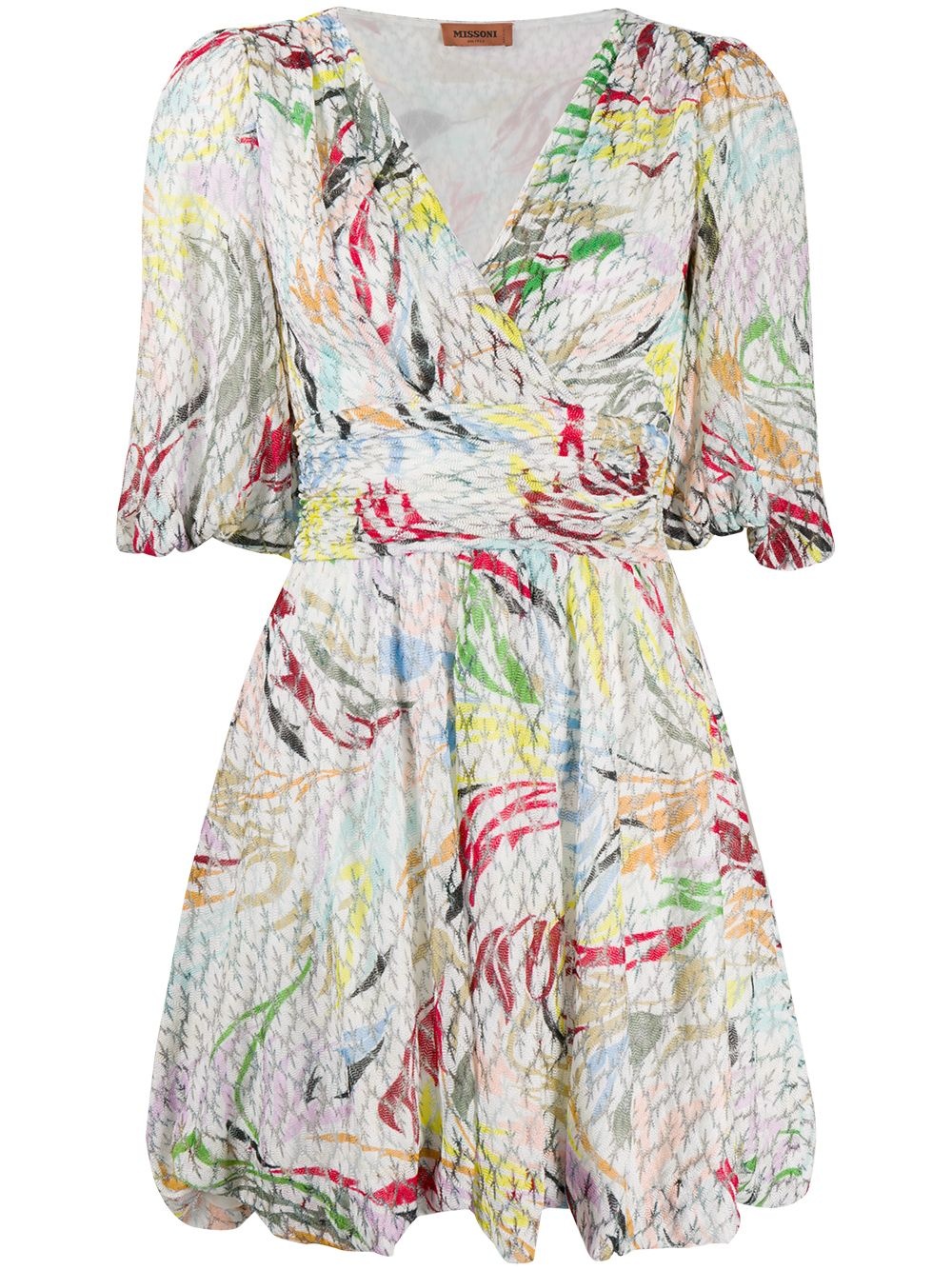 abstract-print surplice dress - 1