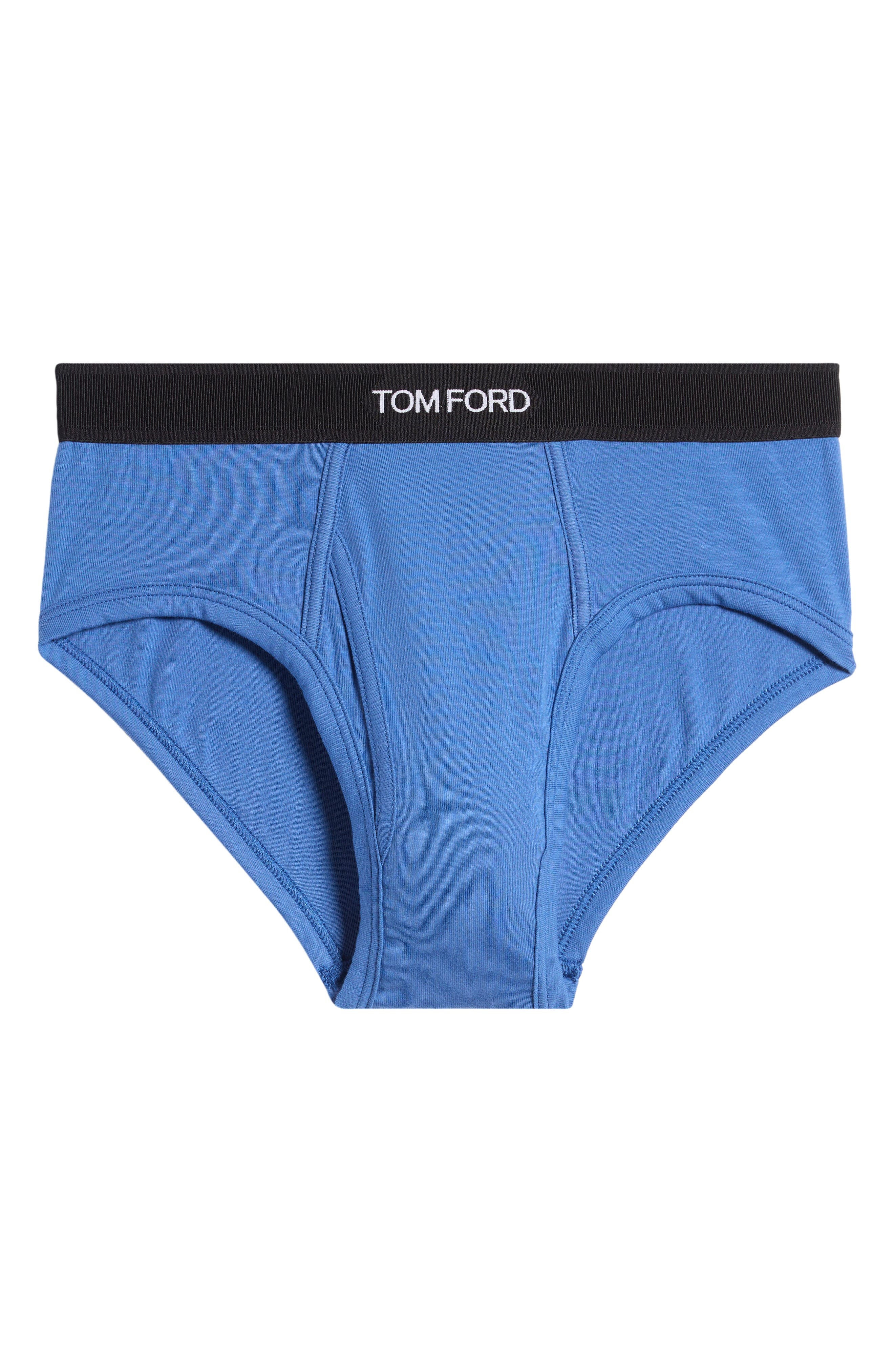 TOM FORD Cotton Stretch Jersey Briefs in Blue Navy Rigato at Nordstrom - 6