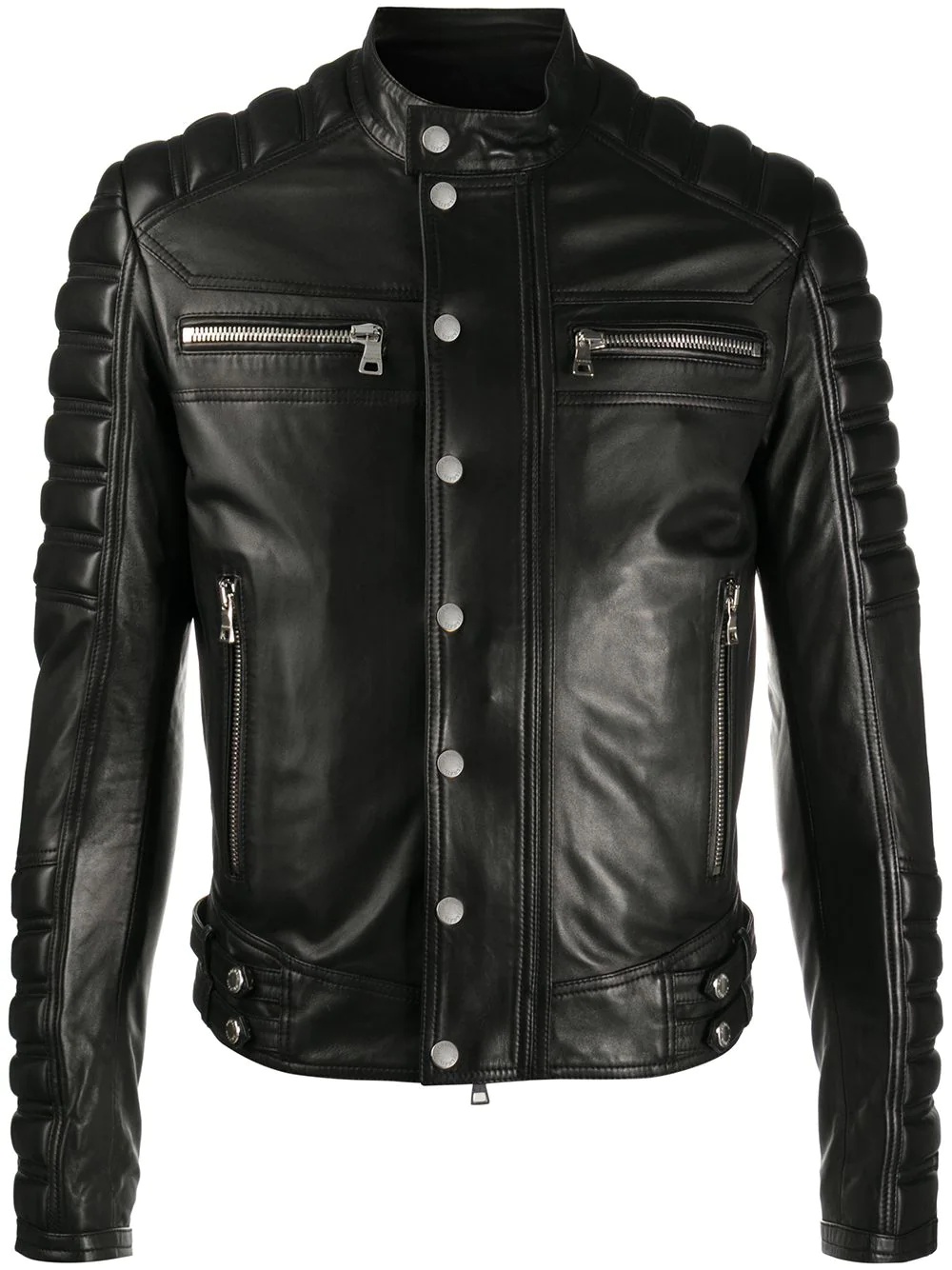 embossed logo biker jacket - 1