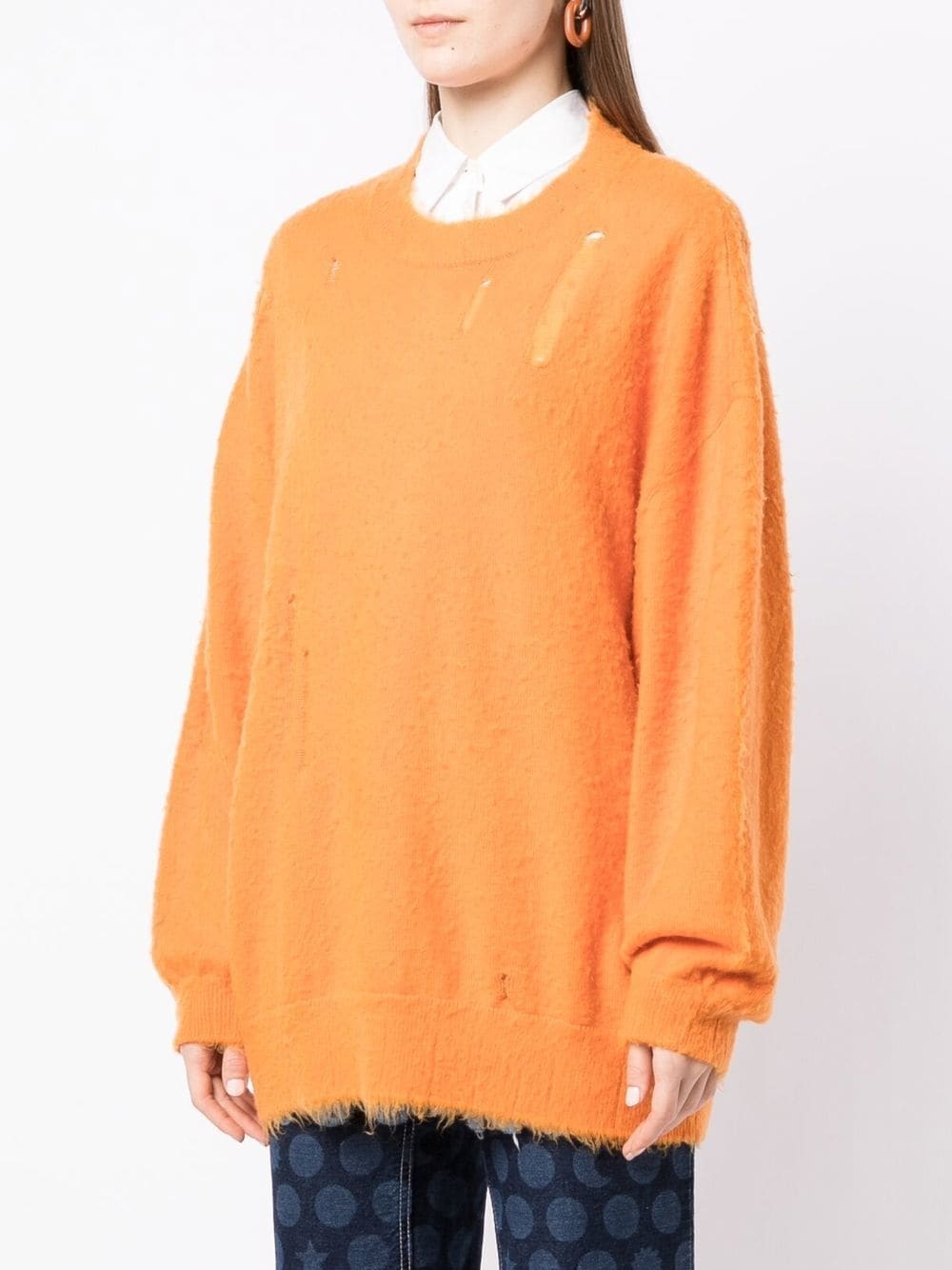 distressed crew-neck jumper - 3