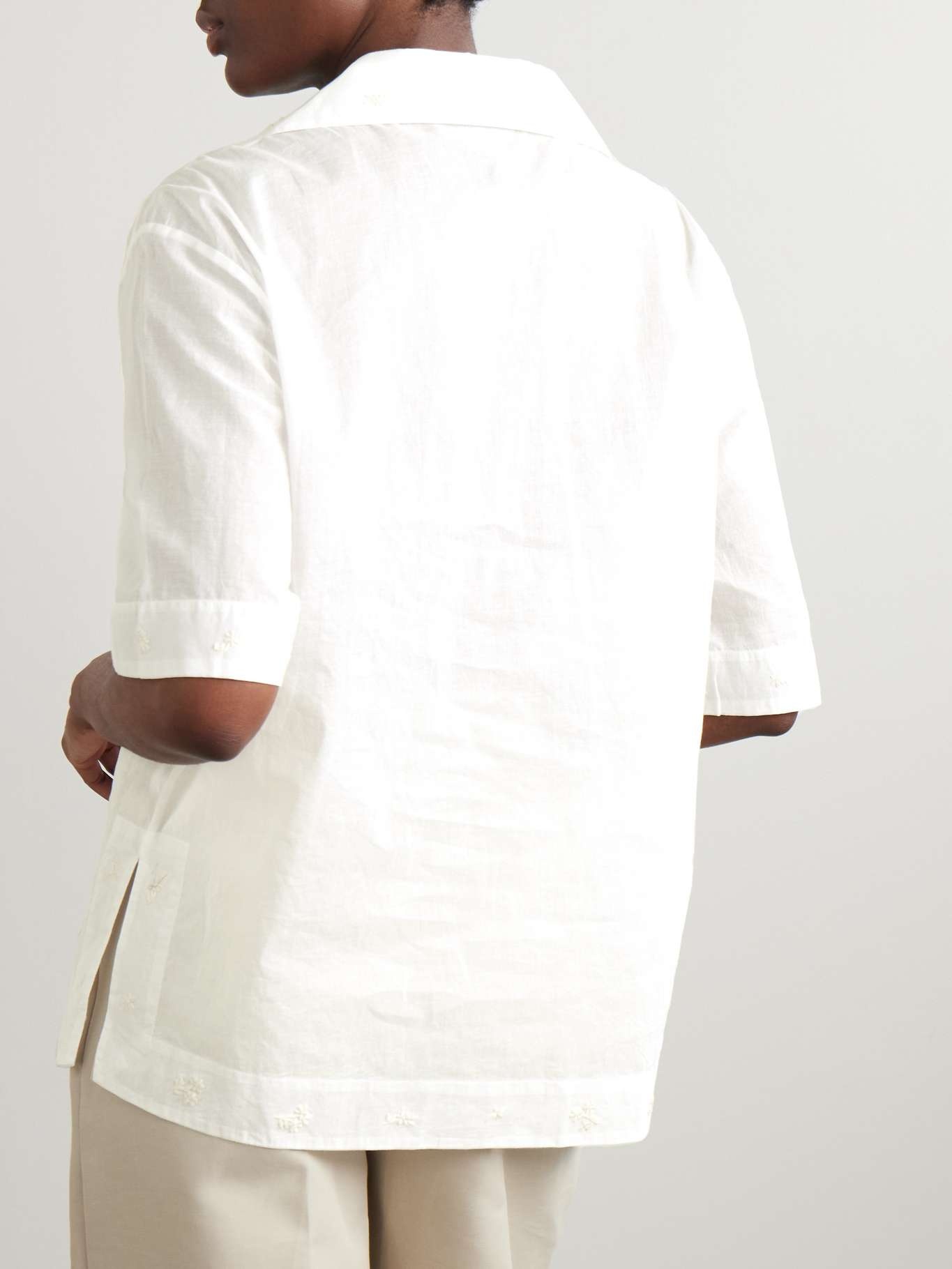 Embroidered silk-organza shirt Off-white - 3