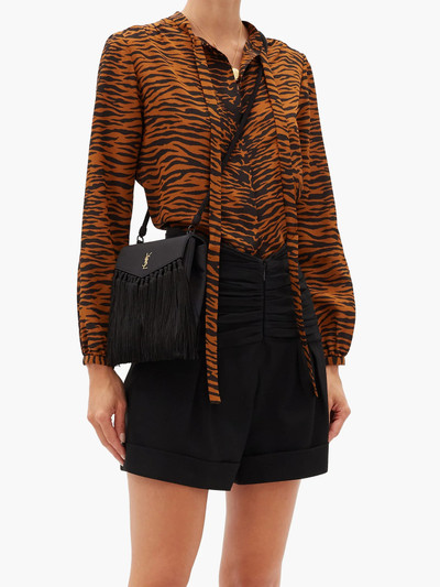 SAINT LAURENT Pussy-bow tiger-print silk blouse outlook