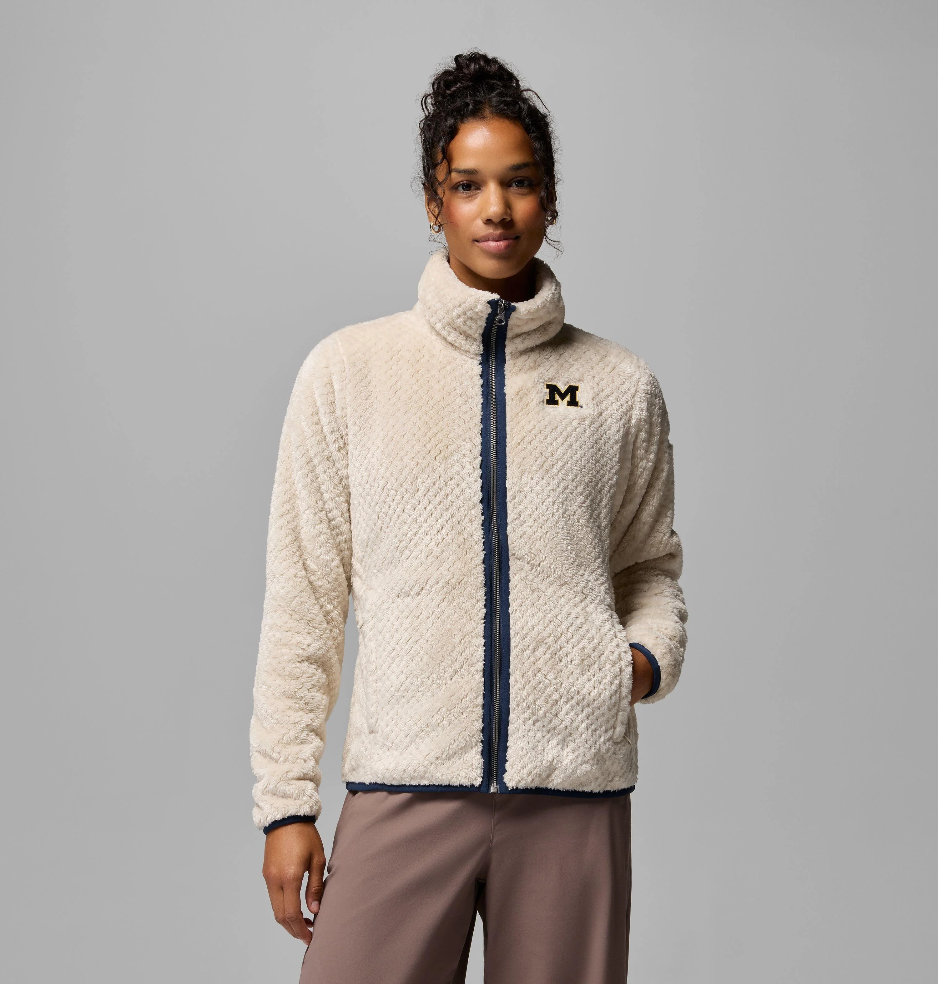 Women's Collegiate Fire Side II Sherpa Full Zip Fleece - Michigan - 1
