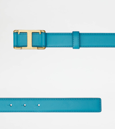 Tod's T TIMELESS BELT IN LEATHER - LIGHT BLUE outlook