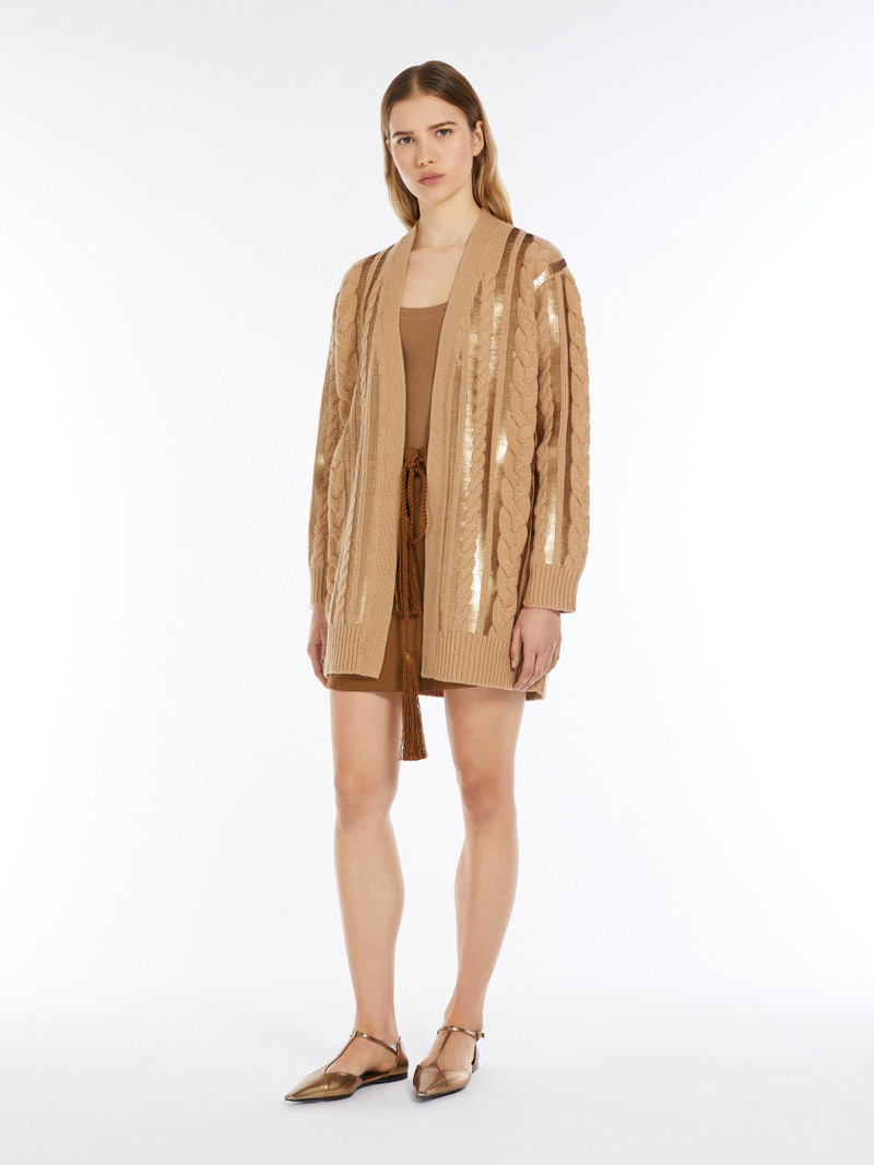 Max Mara MIRCO Wool and cashmere cardigan with sequins outlook