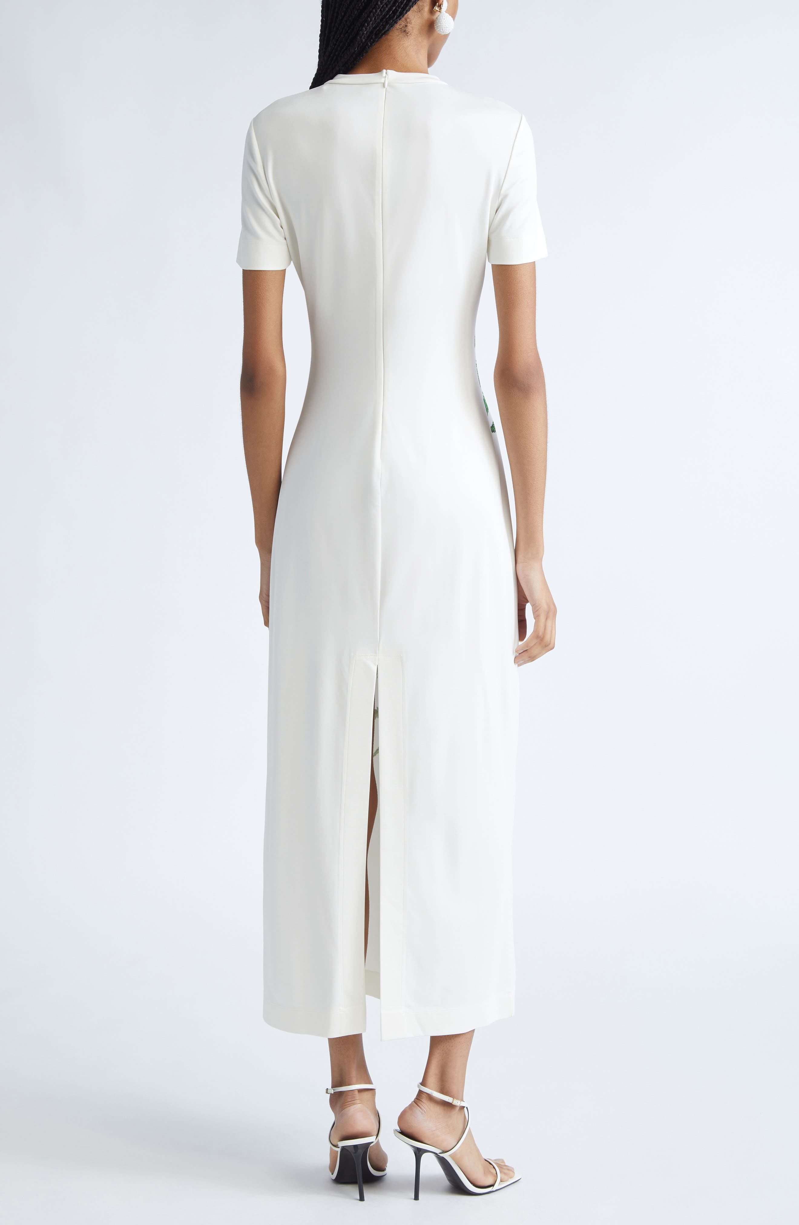 Oscar de la Renta Placed Fern Print Jersey T-Shirt Dress in Green/White at Nordstrom - 2
