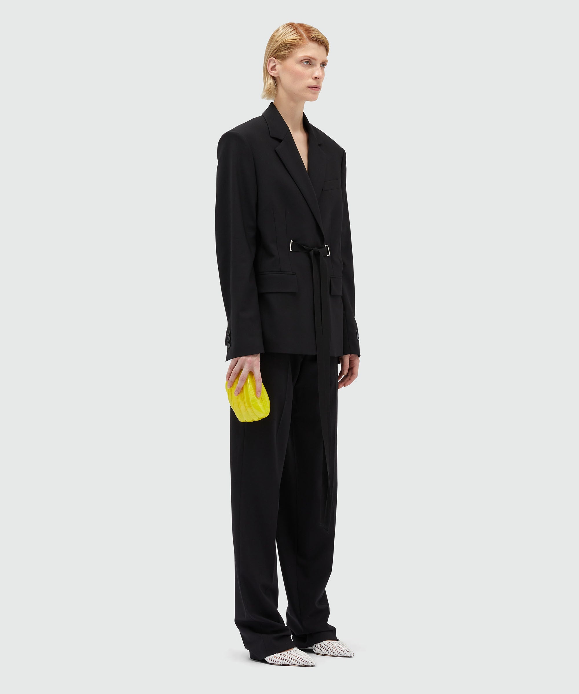 Black wool trousers with drawstring waist - 4