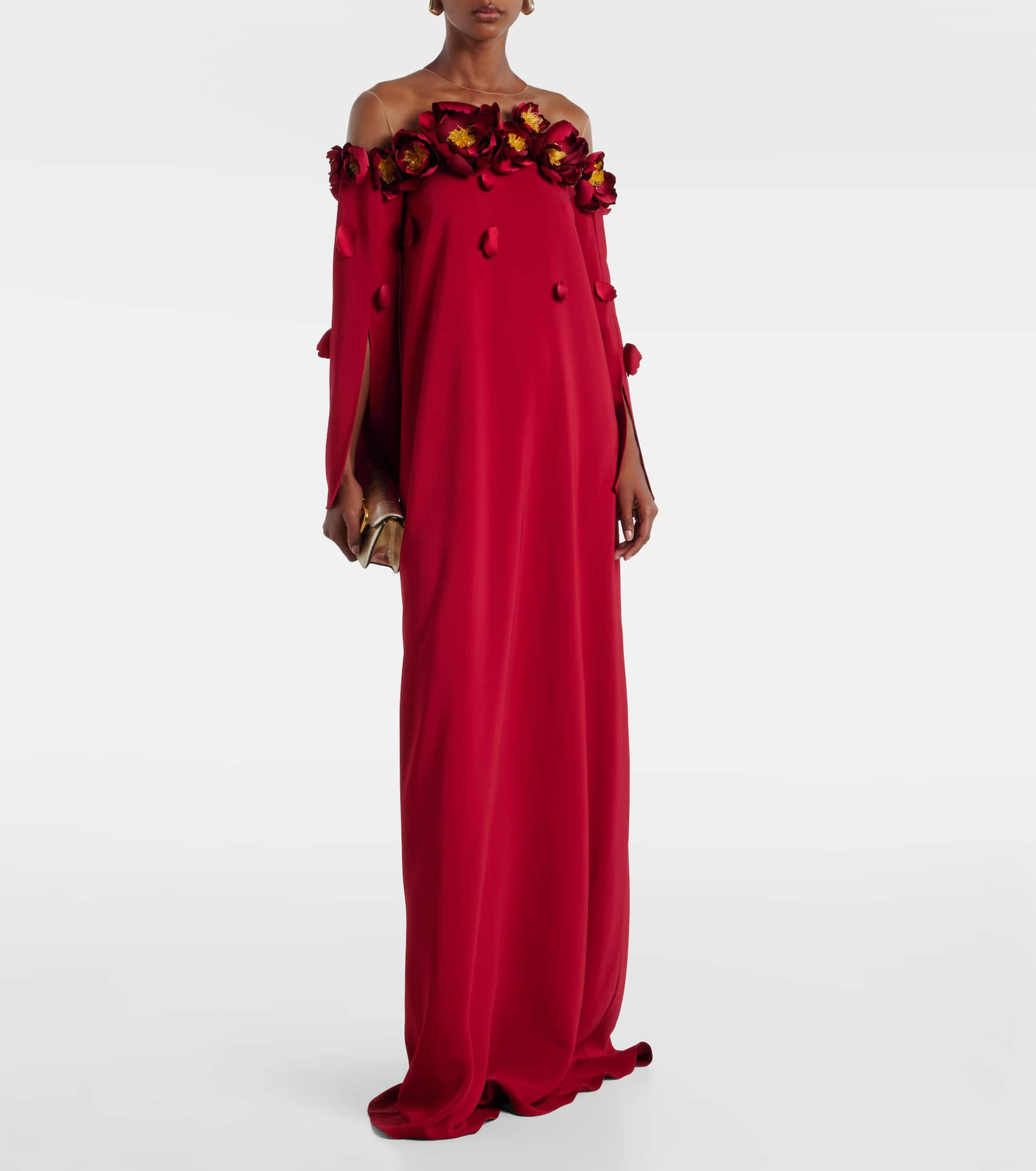 Floral-appliqués gown - 2