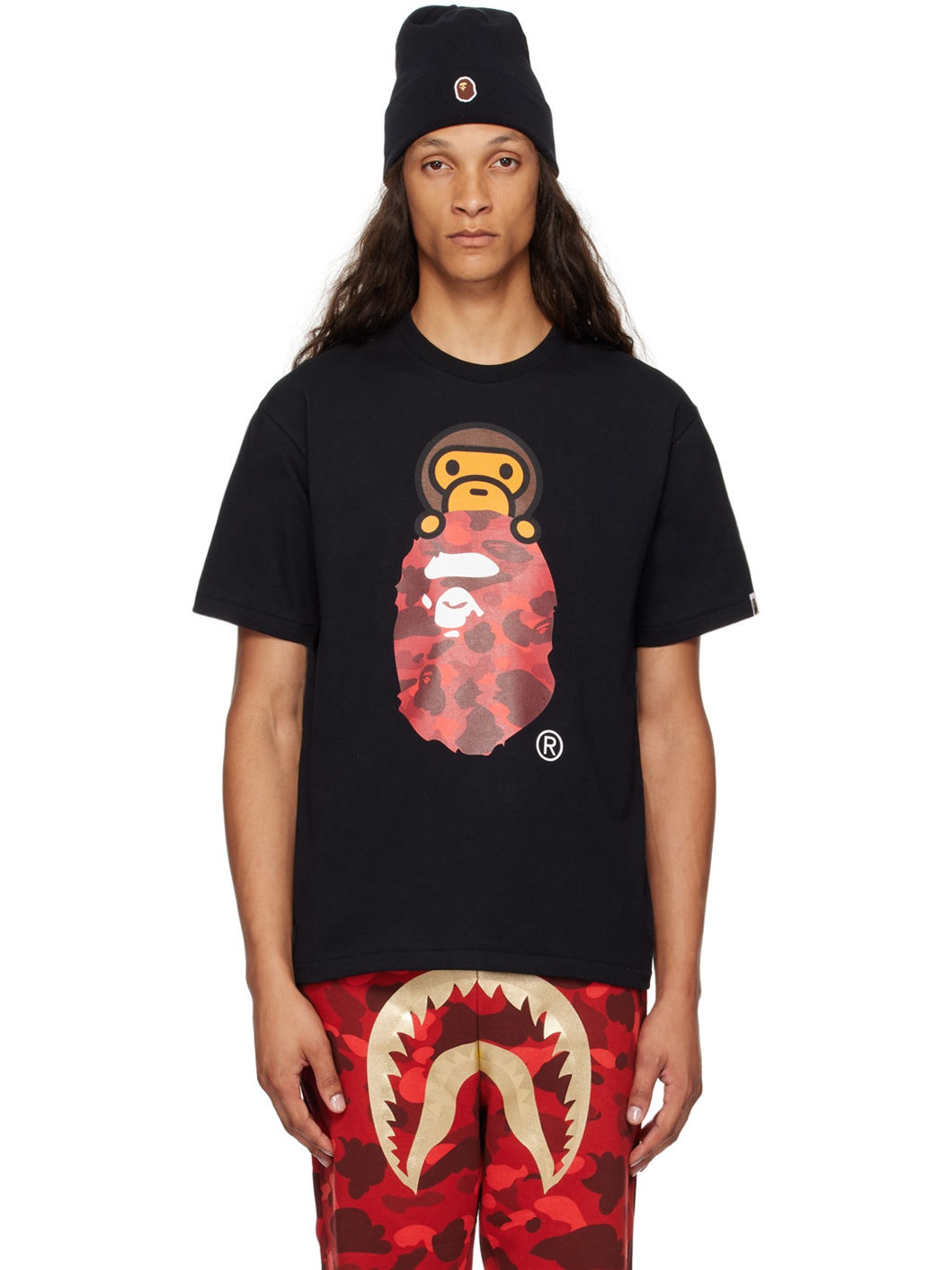 Black Color Camo Milo On Ape Head T-Shirt - 1