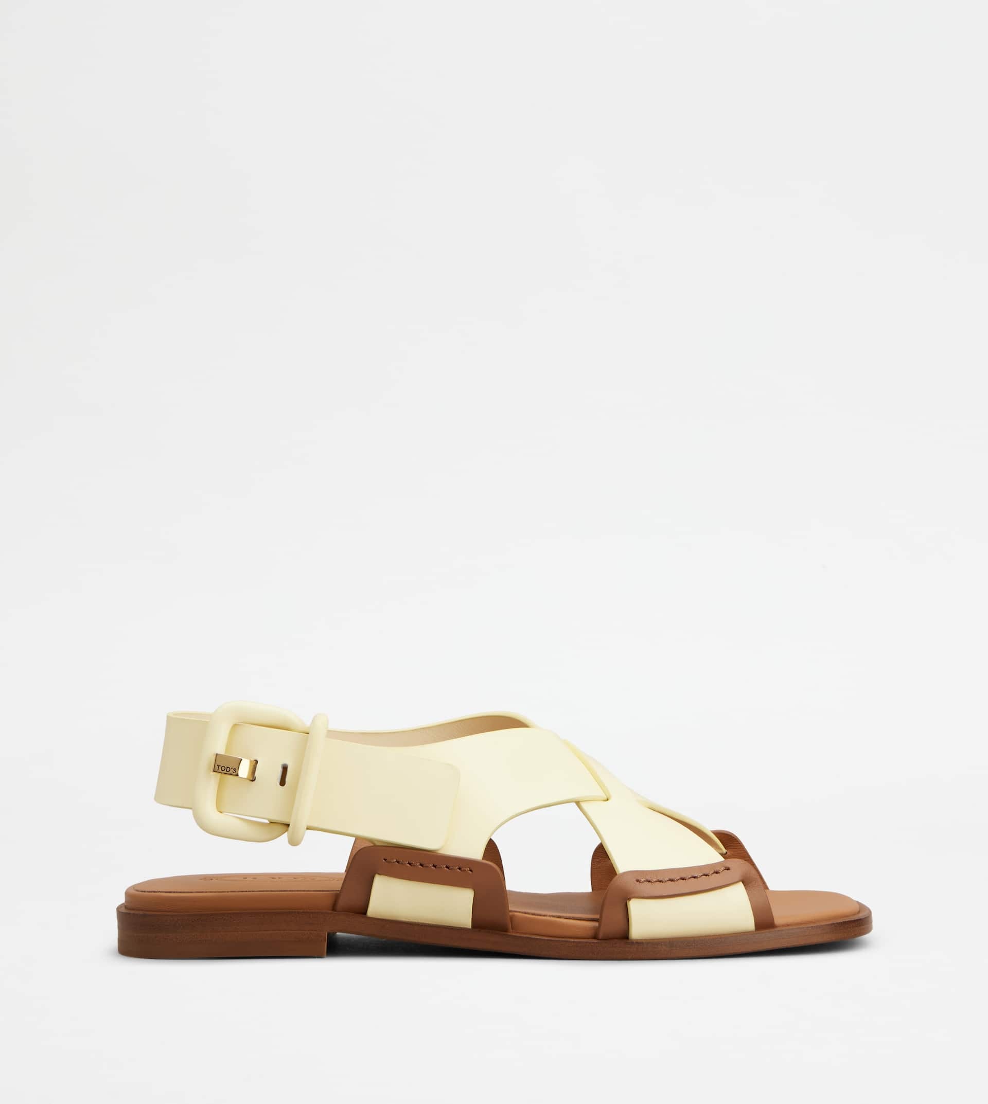 SANDALS IN LEATHER - YELLOW - 1