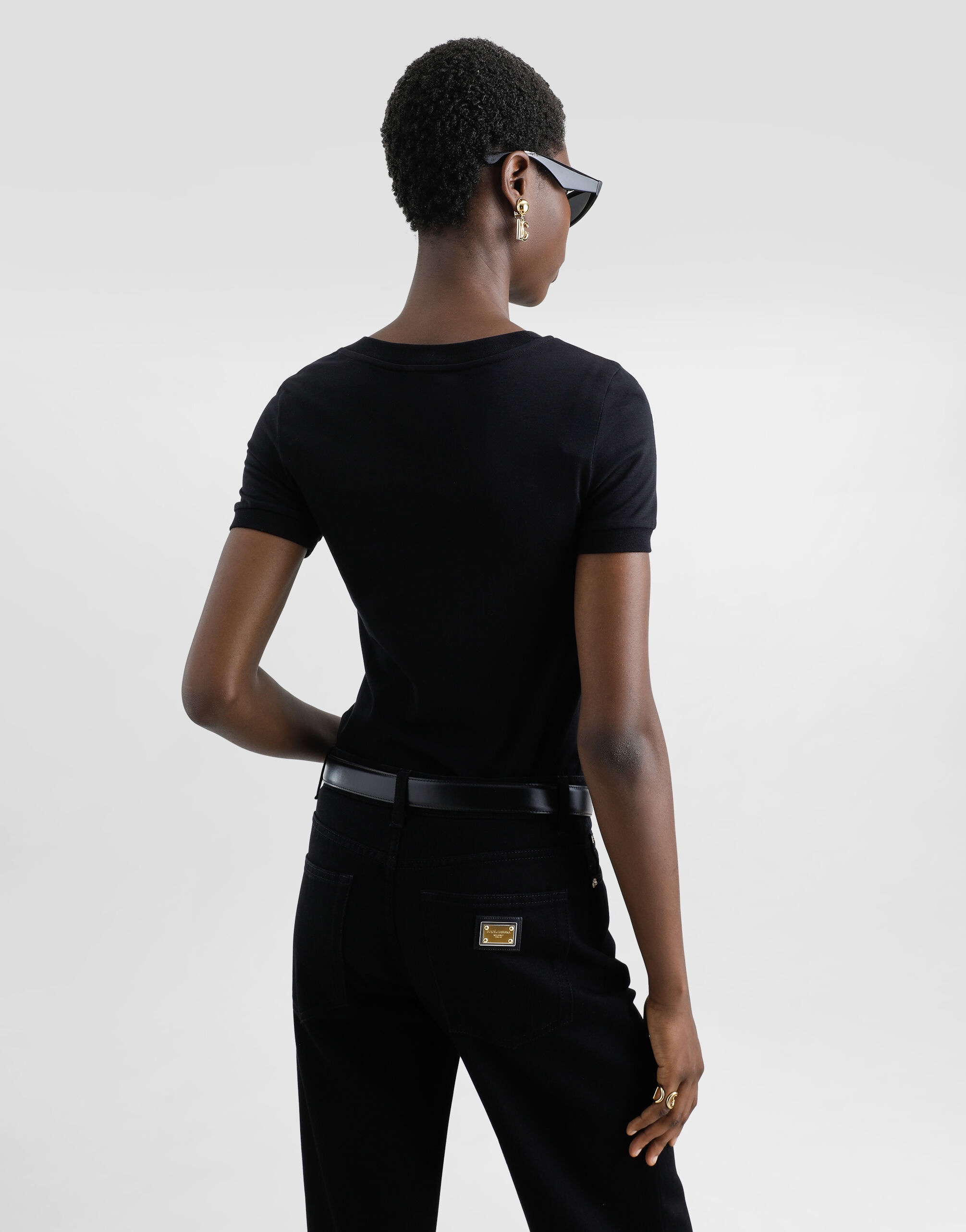 Jersey T-shirt with DG logo and lace details - 6