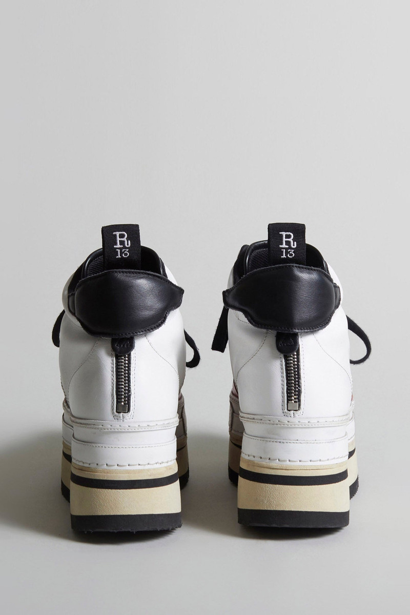 RIOT LEATHER HIGH TOP - SKATE WHITE AND RED 4