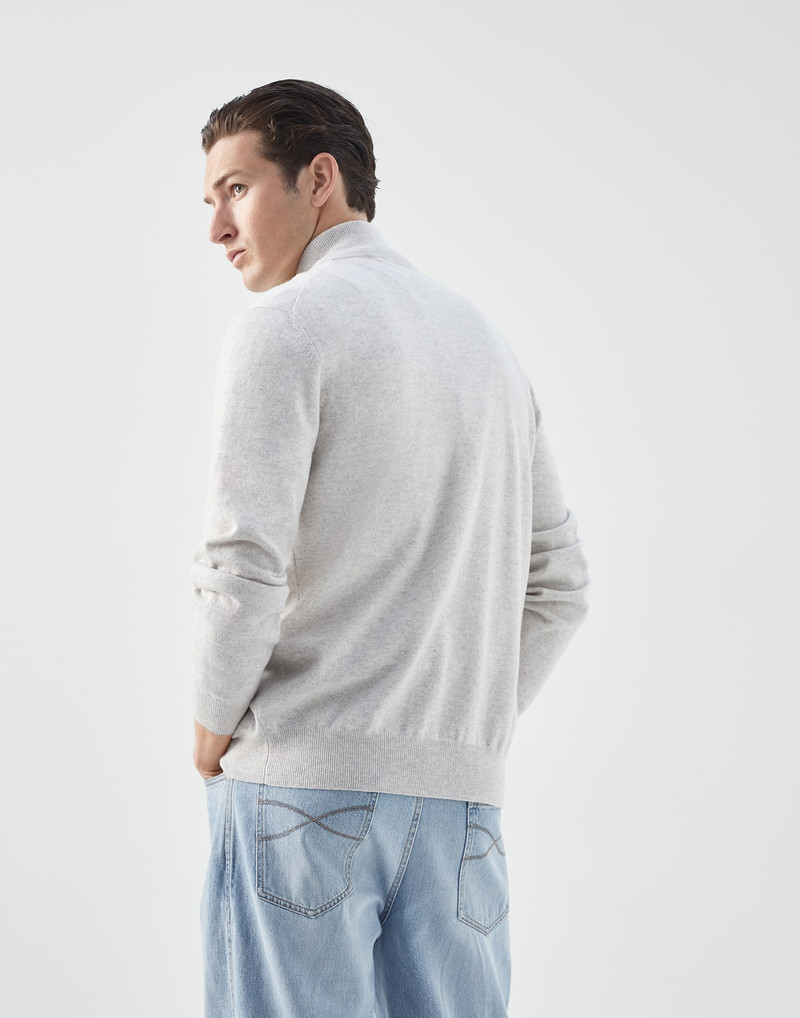 Brunello Cucinelli Cashmere turtleneck cardigan with zipper outlook