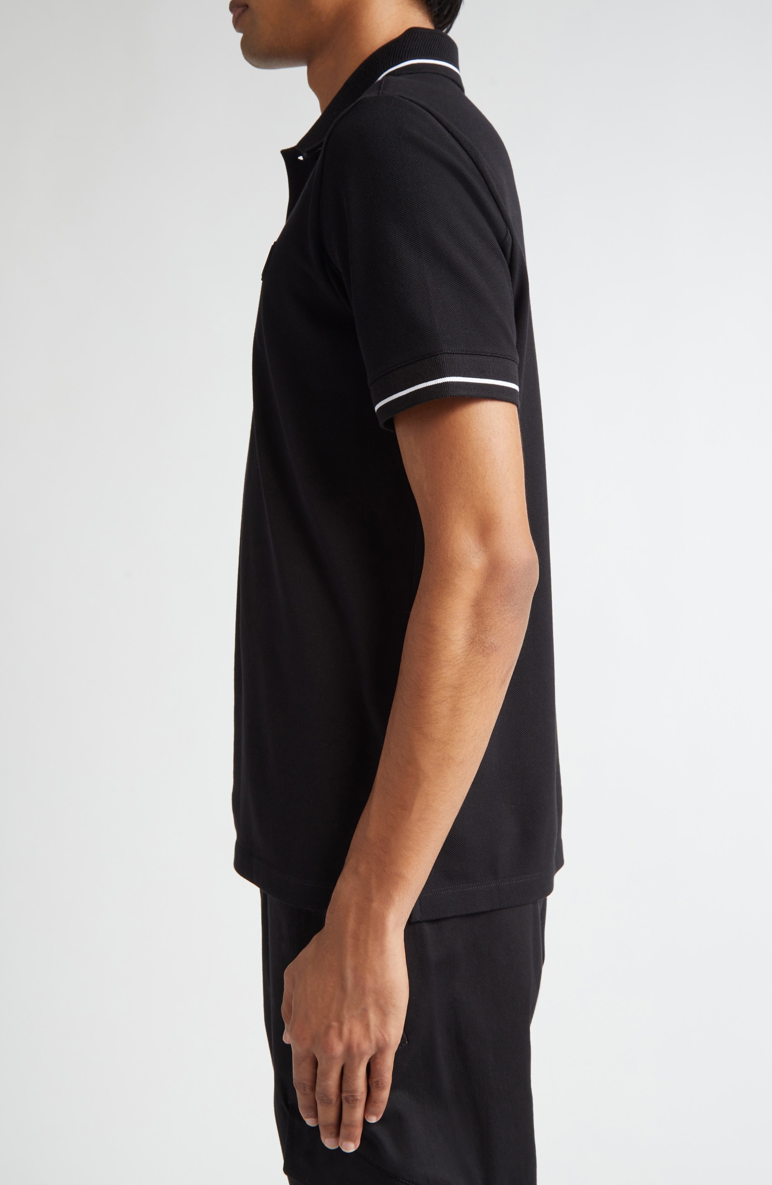 Moncler Tipped Cotton Piqué Polo in Black at Nordstrom - 3