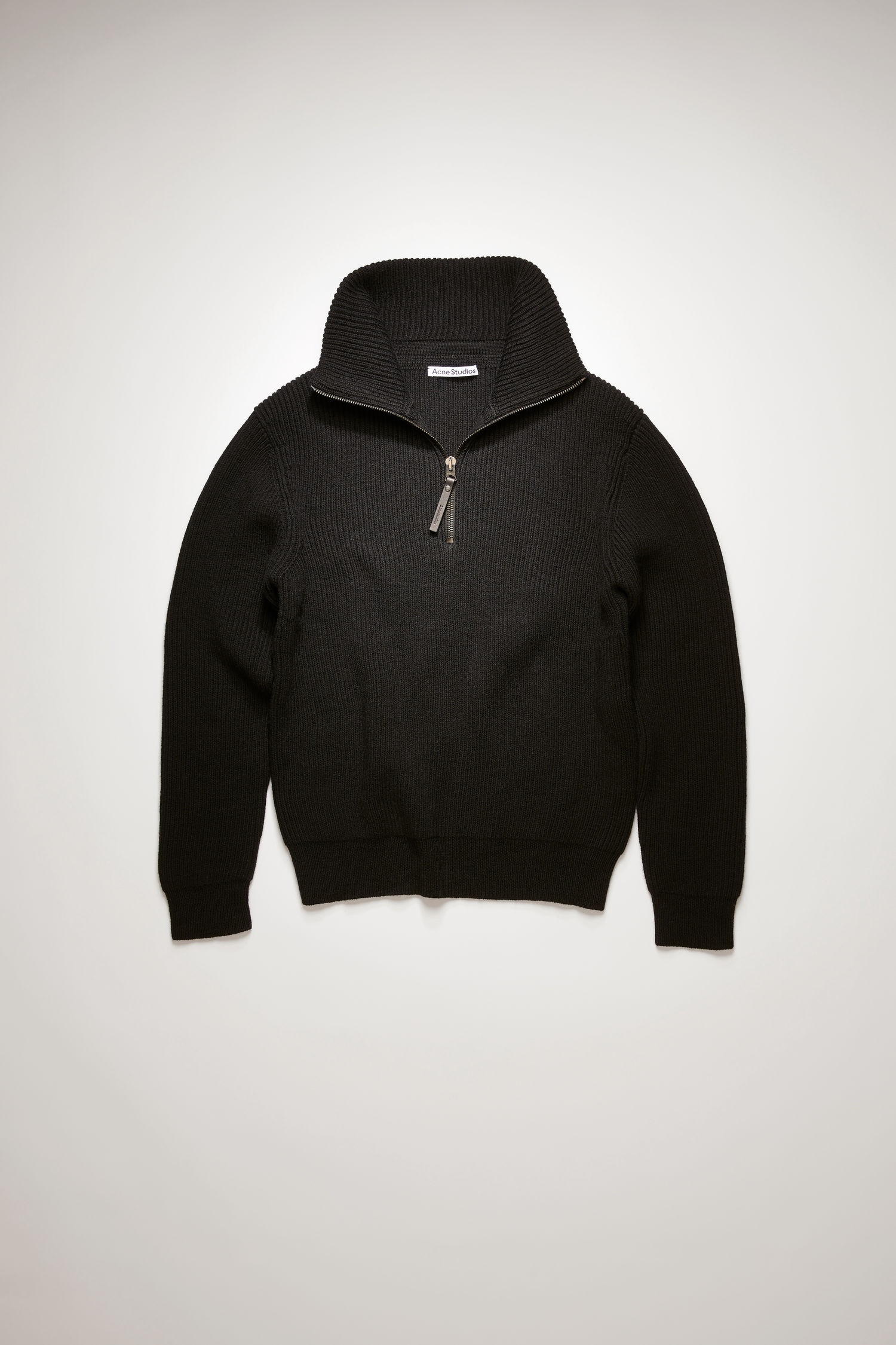 Half-zip ribbed sweater black - 1