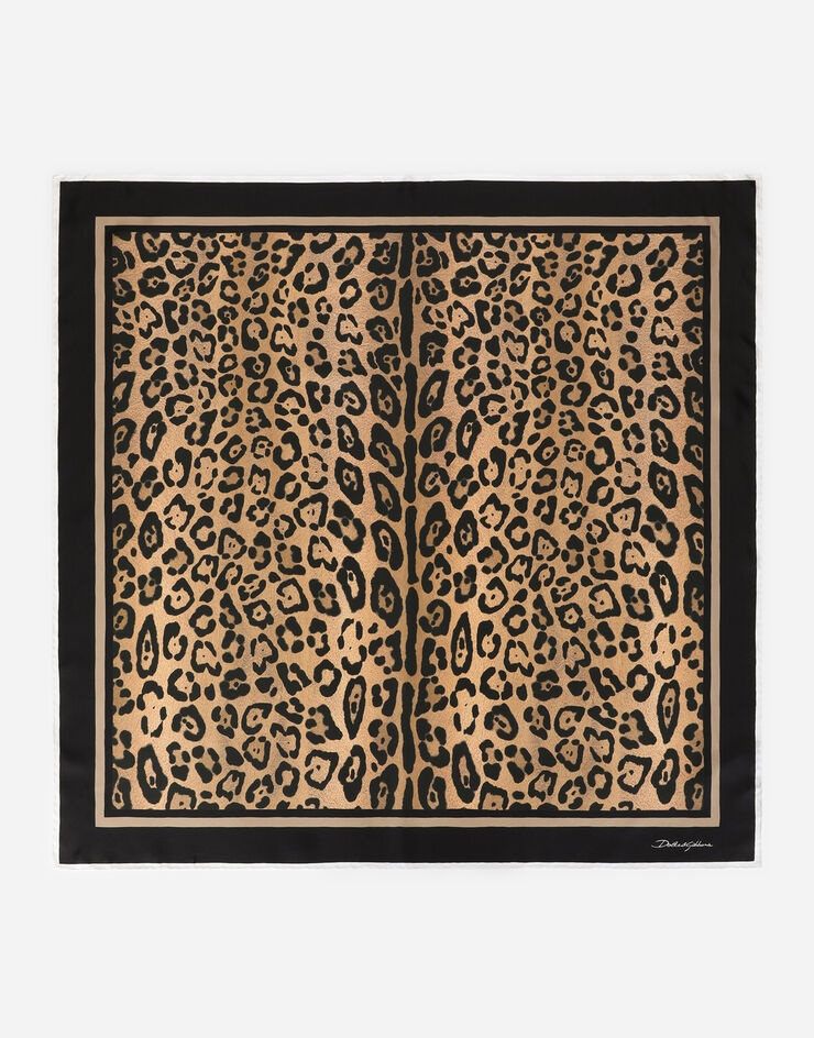 Leopard-print twill scarf (90 x 90) - 1